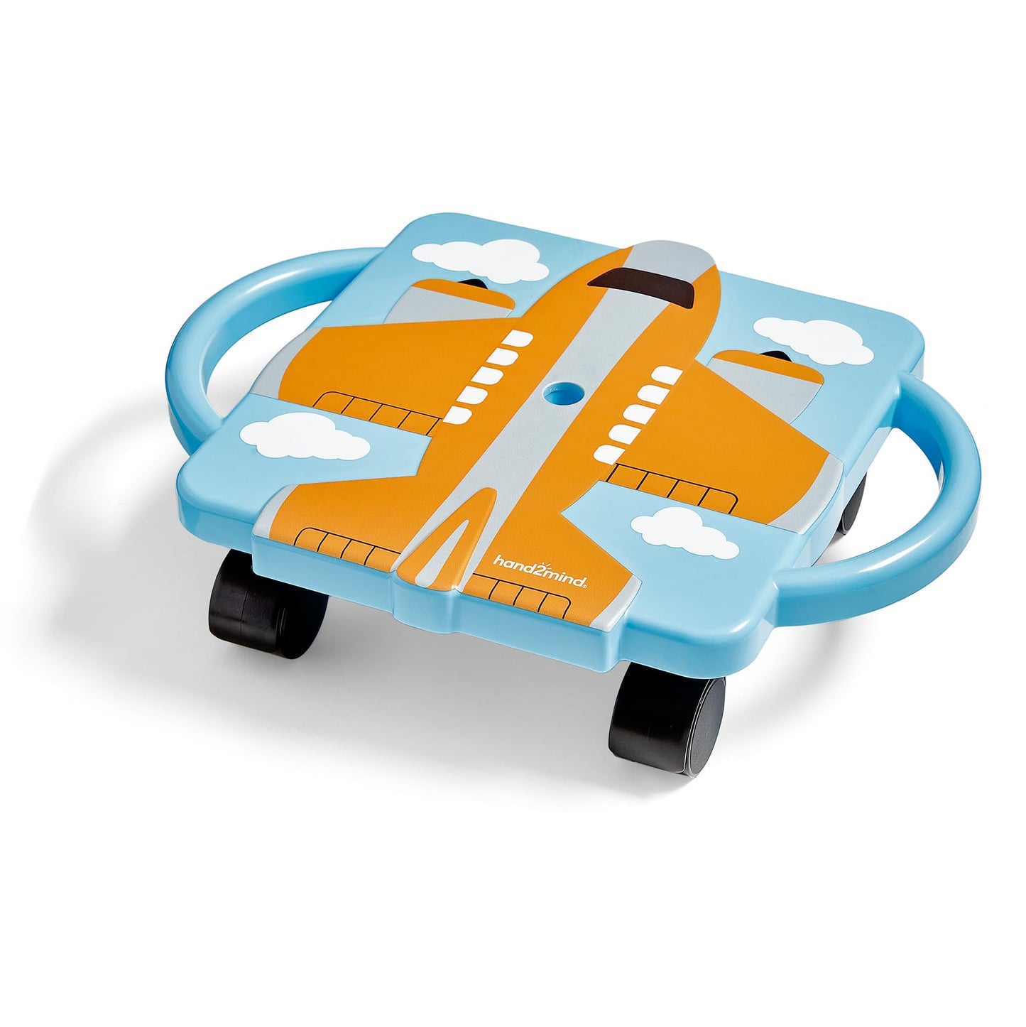 hand2mind Orange Plane Glider Scooter Board, Floor Scooter Board, Gross Motor Toys, Kids Exercise & Physical Education Equipment, Playground Toys, Indoor Active Play, Toddler Outdoor Activities