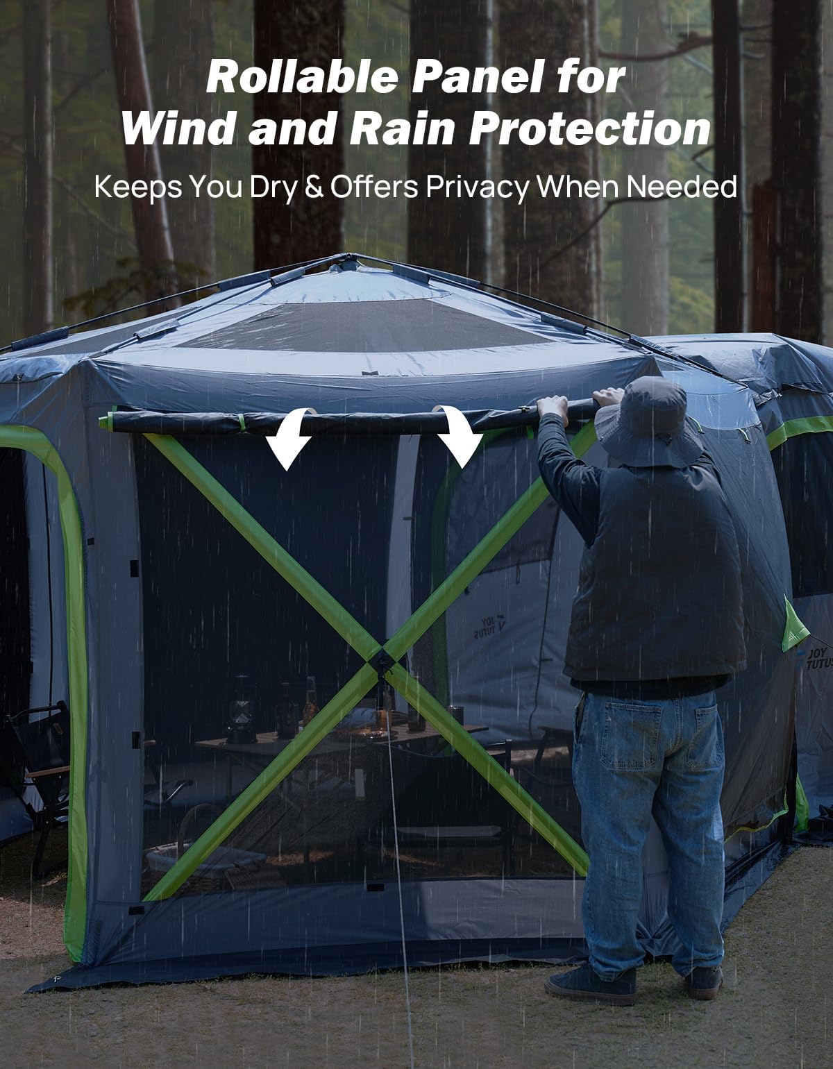 JOYTUTUS Dual-Use Pop up SUV Tents for Camping, 10 x10.5 Ft Big Space 2 Rooms Car Tent, SUV Tailgate Tent for Family Camping, 5 Sides Canopy, Portable Carry Bag, Gray Green