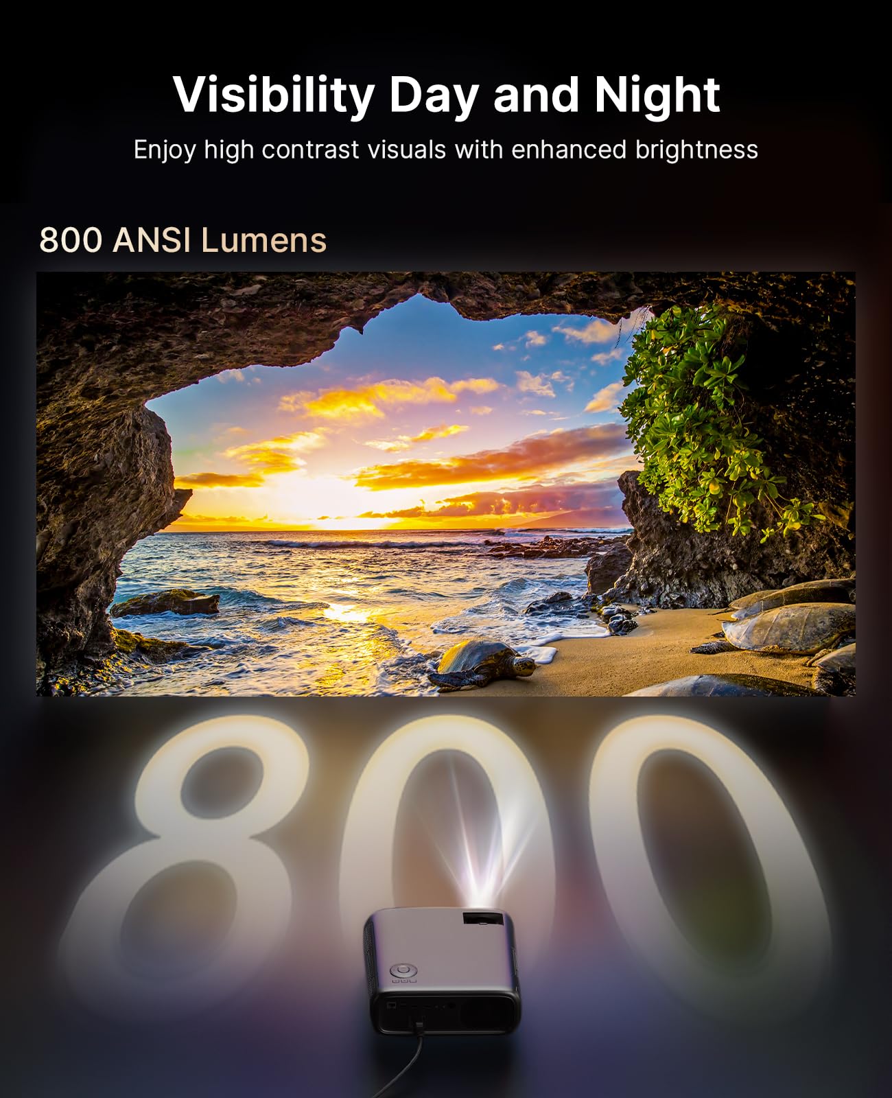 NexiGo PJ40 Pro Google TV Projector, Native 1080p, 4K Support, AI Image Enhancement, 800 ANSI Lumens, Smart Projector with Auto Keystone, 20 W Speakers, Backlit Remote, Wi-Fi & Bluetooth
