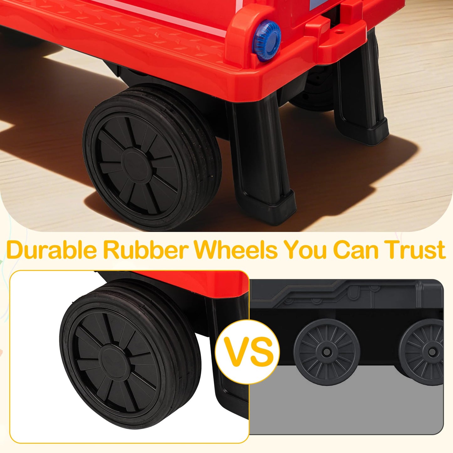 GarveeLife 2 Seater Ride On Train Trackless, 12V Kids Ride On Toy with Height Adjustable Seat, Storage Space, Music, 2 Speeds, Electric Car for Toddlers 3+ Carriage Not Included-Red