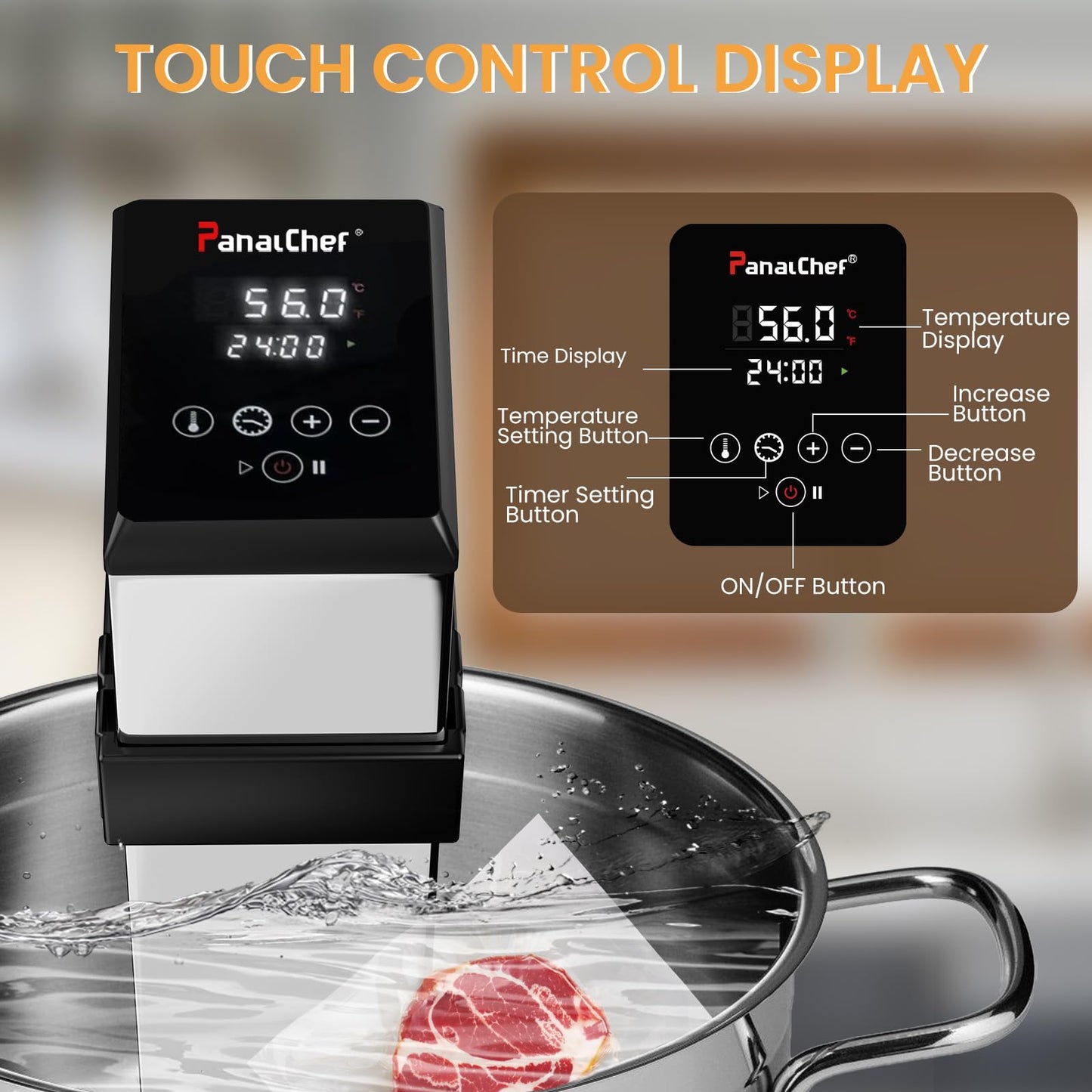 PanalChef Commercial Sous Vide Machine for Restaurant, 1600W Sous Vide Cooker, 360° Immersion Circulator, 15dB Ultra-Quiet, IPX7 Waterproof, Powerful Pump Design, Accurate Temperature Control