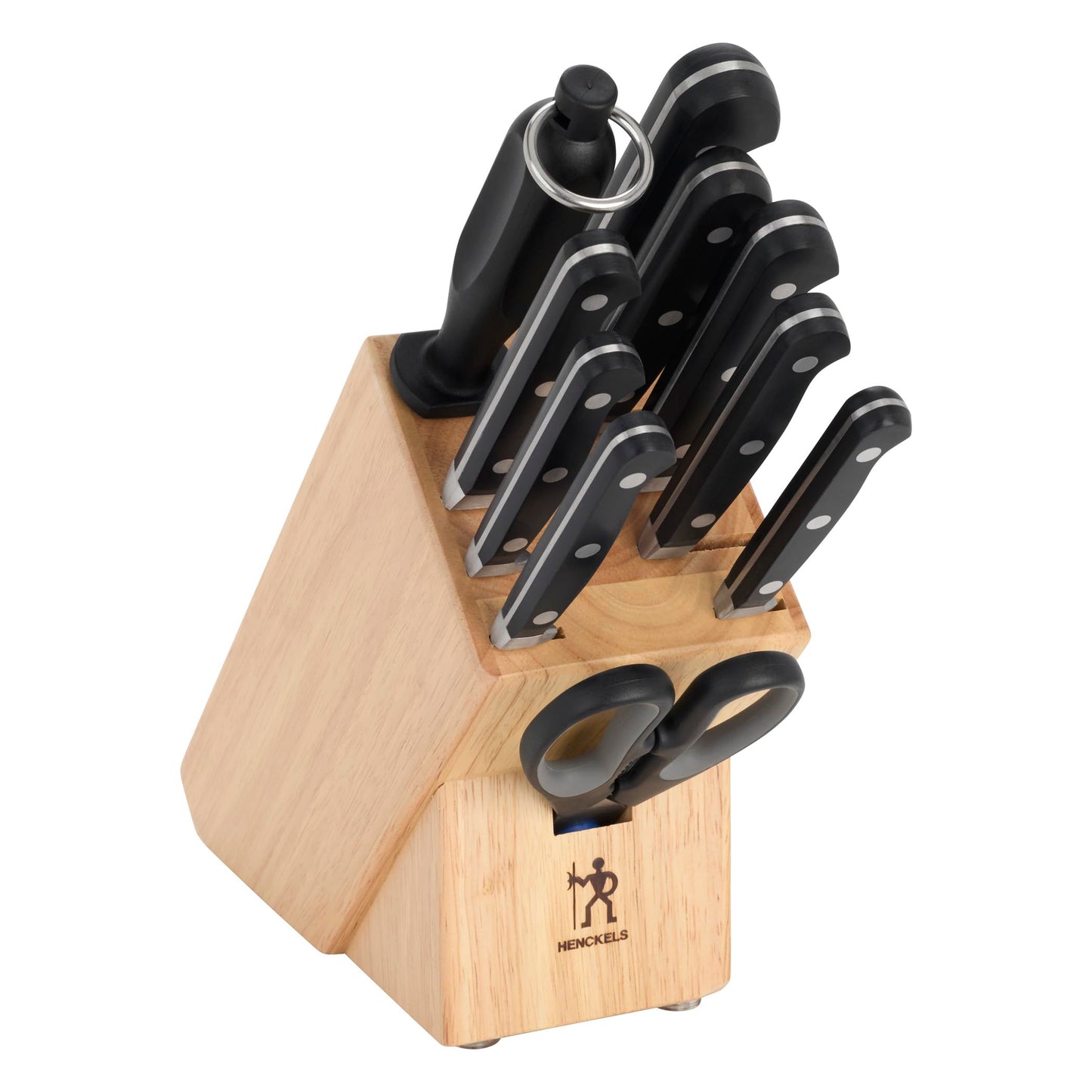 HENCKELS Classic Razor-Sharp 11-Piece Knife Block Set, Chef Knife, Bread Knife, Carving Fork and Knife, German Engineered Informed by 100+ Years of Mastery, Natural Block