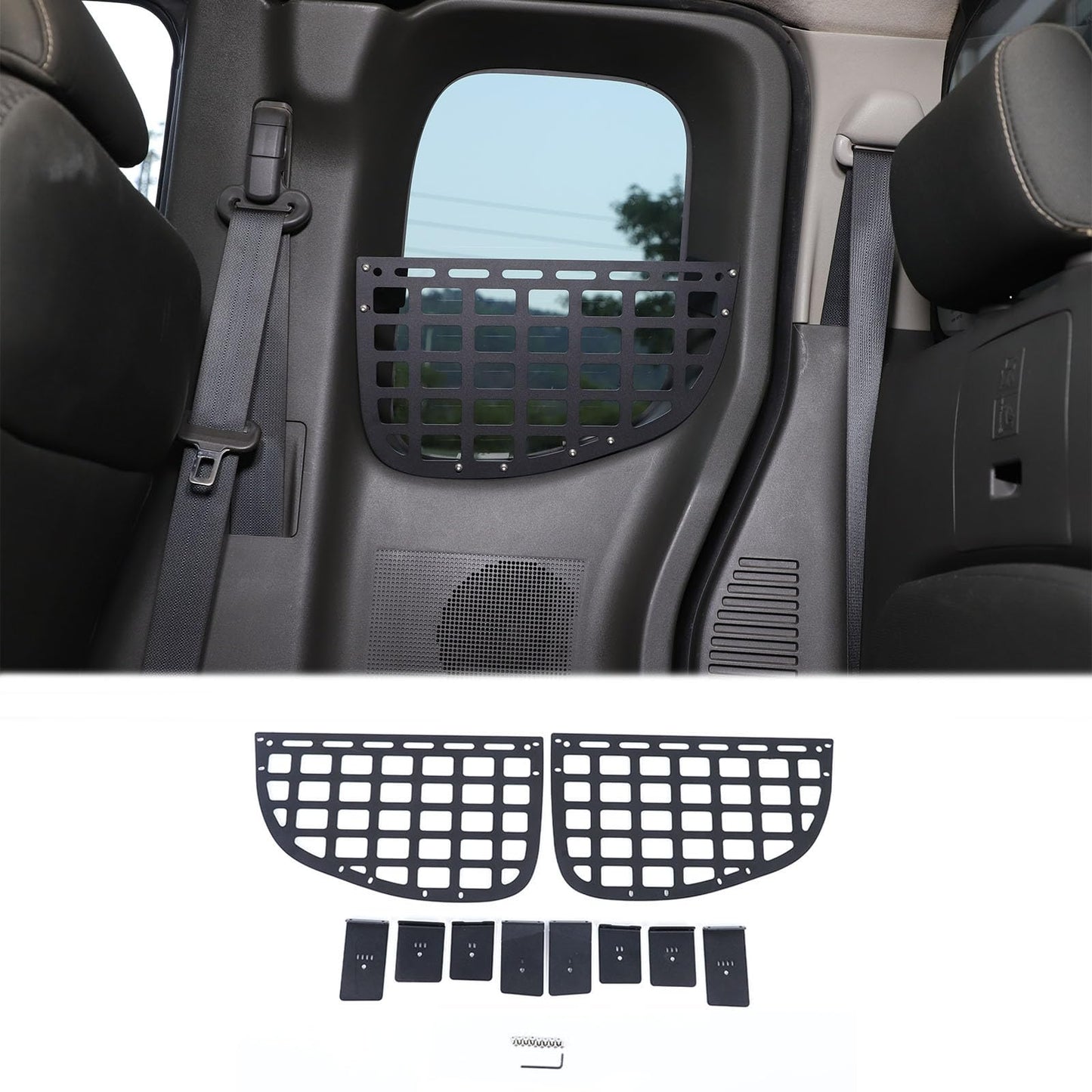 Rear Window Pockets Molle Storage Panel Compatible with Nissan Frontier 2009-2017, Trunk Modular Panel Organizer Basket Holder Carrier Car Interior Accessories(Only Fit for Rear Half Door Version)