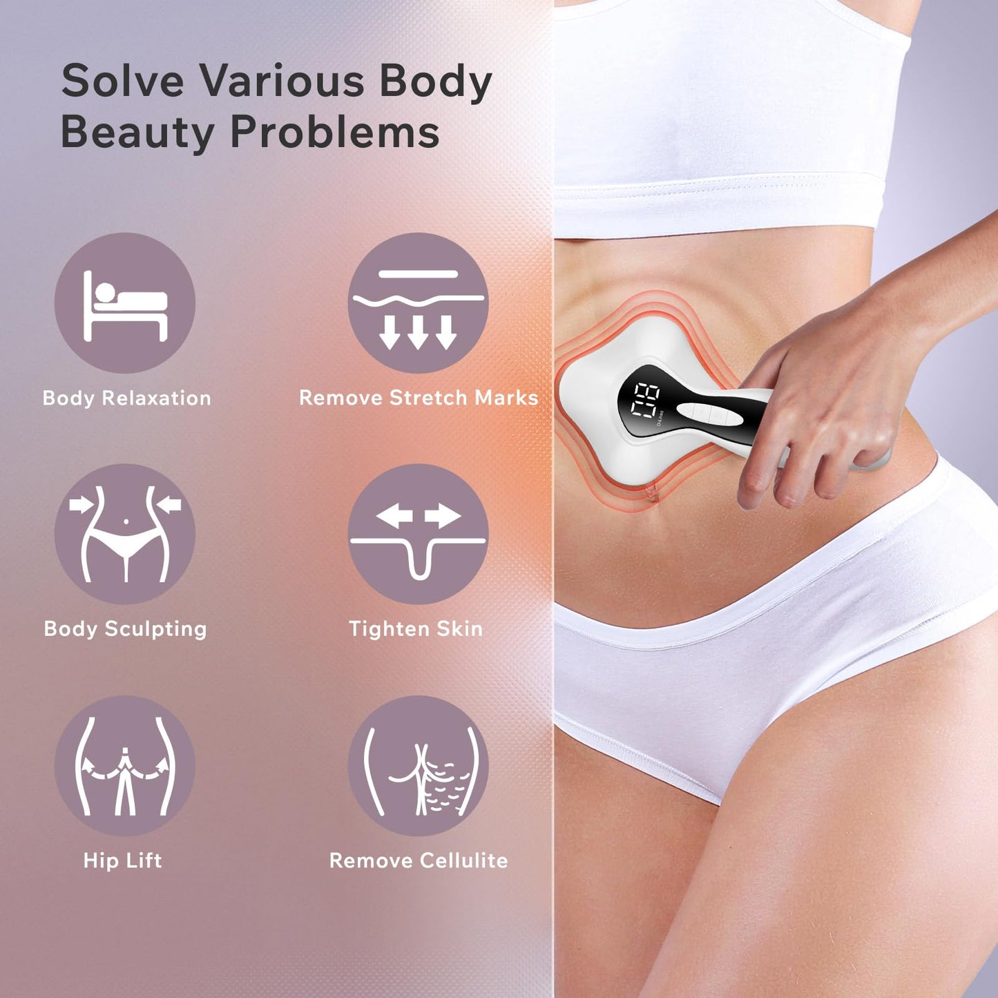 Oranmagic Electric Body Massager with Heating - 10 Adjustable Intensities, Suitable for Legs, Belly, Waist, Arms, Buttocks