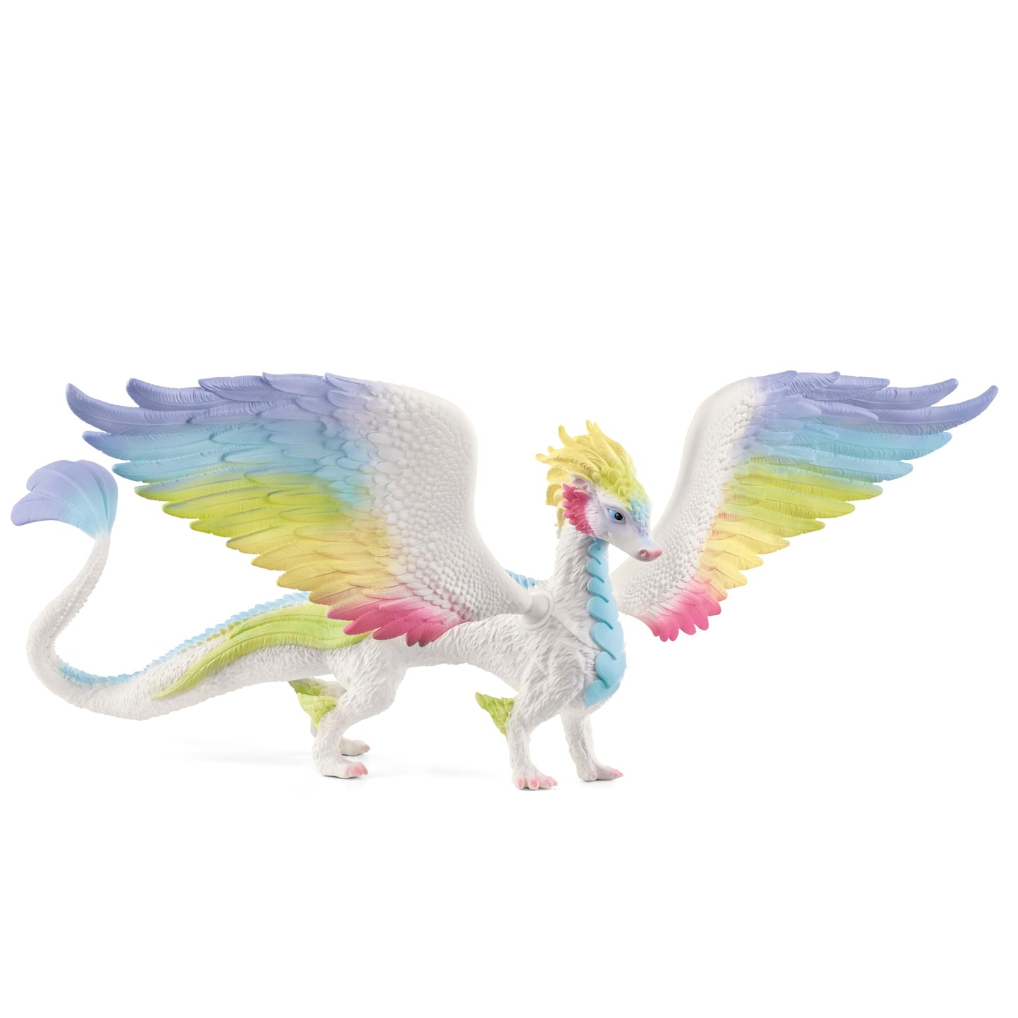 schleich Bayala - 13” Rainbow Dragon Figurine with Movable Wings - Winged Mythical Creature Figure with Glittering Body - Colorful Girl Dragon Toy for Imaginative Play - Kids Ages 5+ | 70728