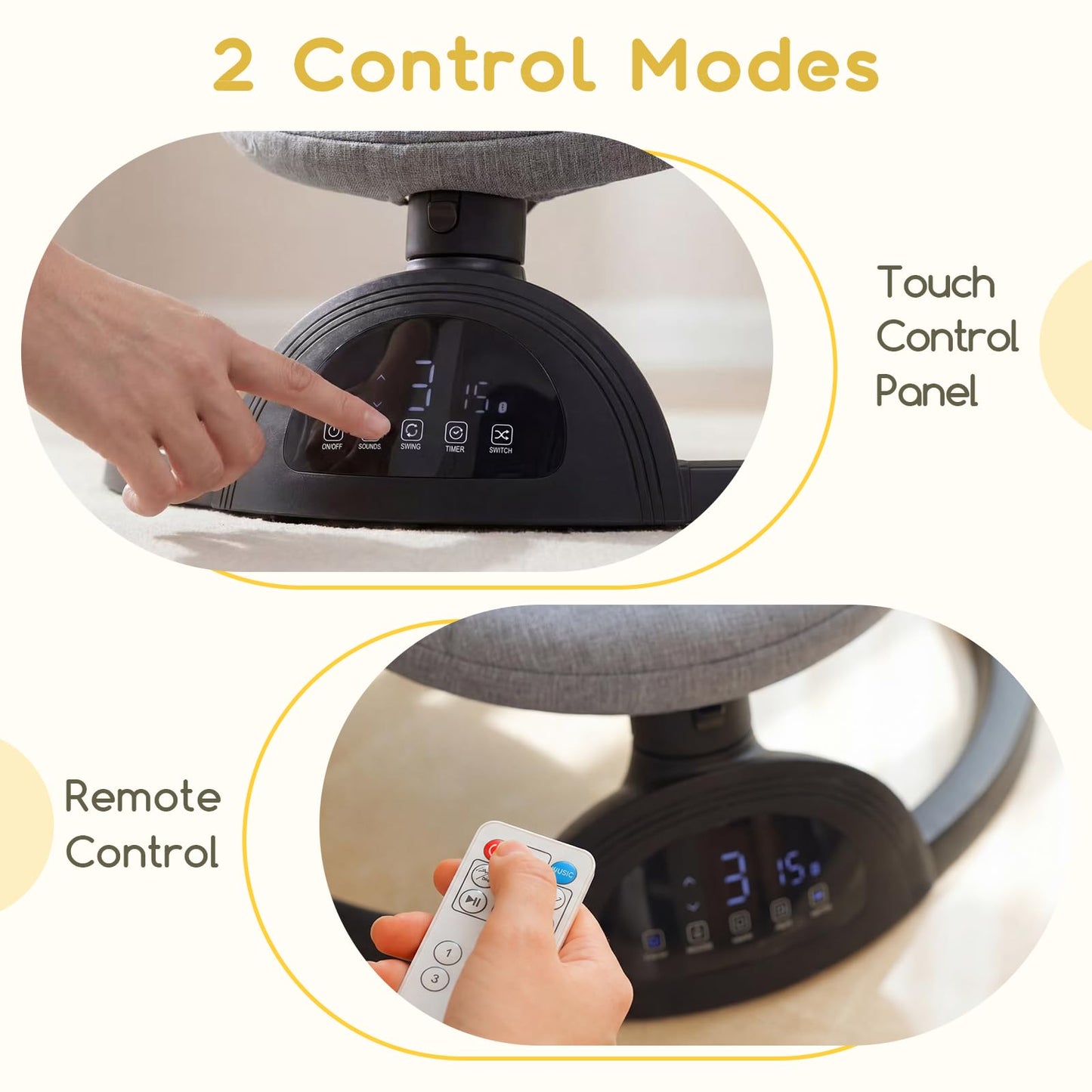 Baby Swings for Infants, Portable Baby Swing for Indoor and Outdoor, Bluetooth Baby Swing with Music Speaker, 5 Point Harness Belt, 5 Speeds and Timing