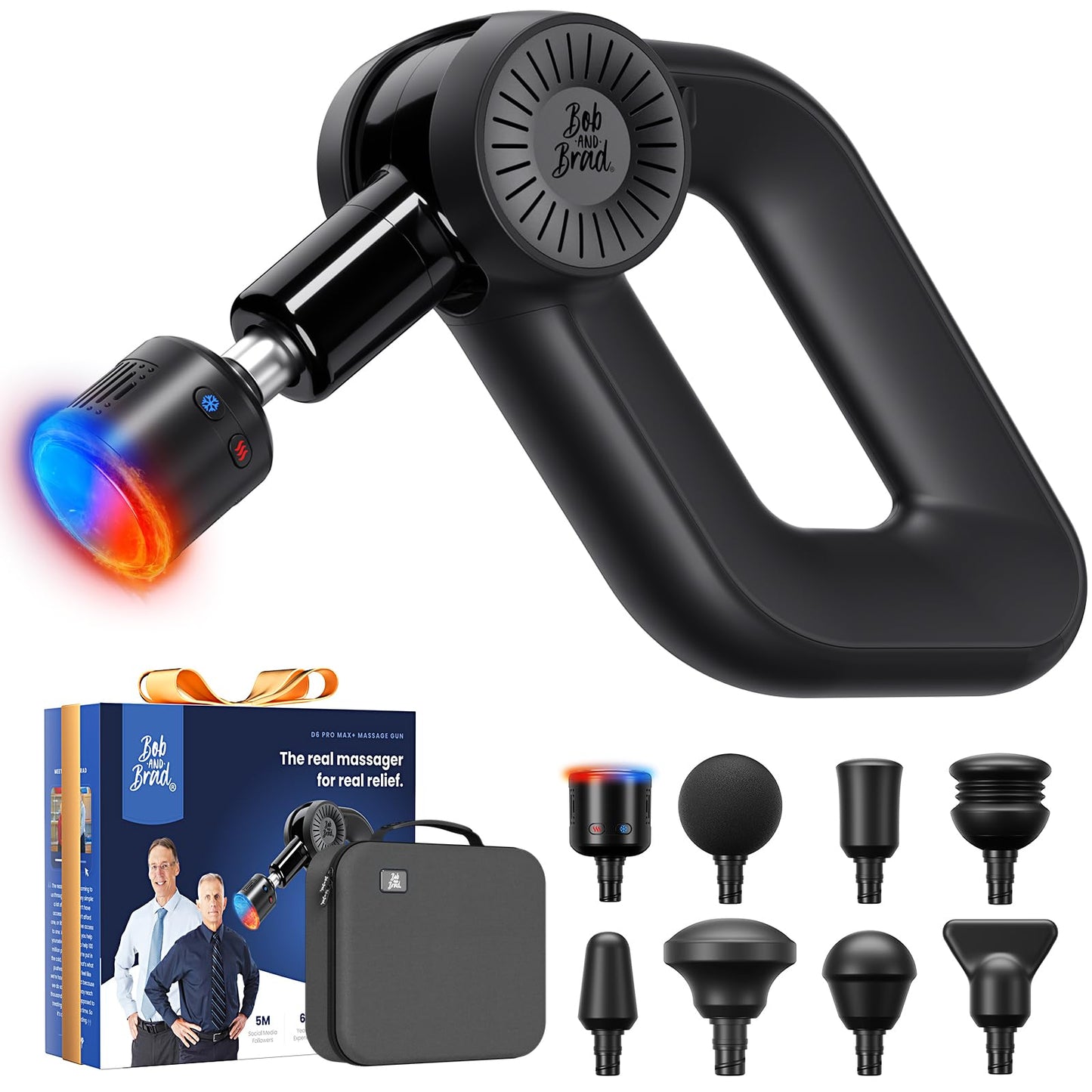 BOB AND BRAD D6 Pro Max+ Massage Gun with Heat and Cold, Powerful Deep Tissue Percussion Massager with 16mm Amplitude, FSA Eligible & HSA Approved Professional Muscle Massager Gun for Athletes