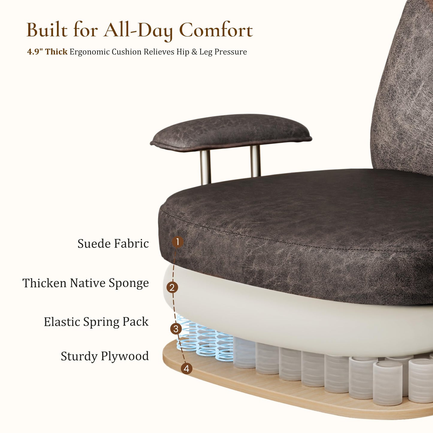 EUREKA ERGONOMIC Home Office Desk Chairs, Ergonomic Computer Chair with High Back, Executive Office Chair with Lumbar Support, Spring Cushion Seat, Mid-Century Modern, Brown-Gray