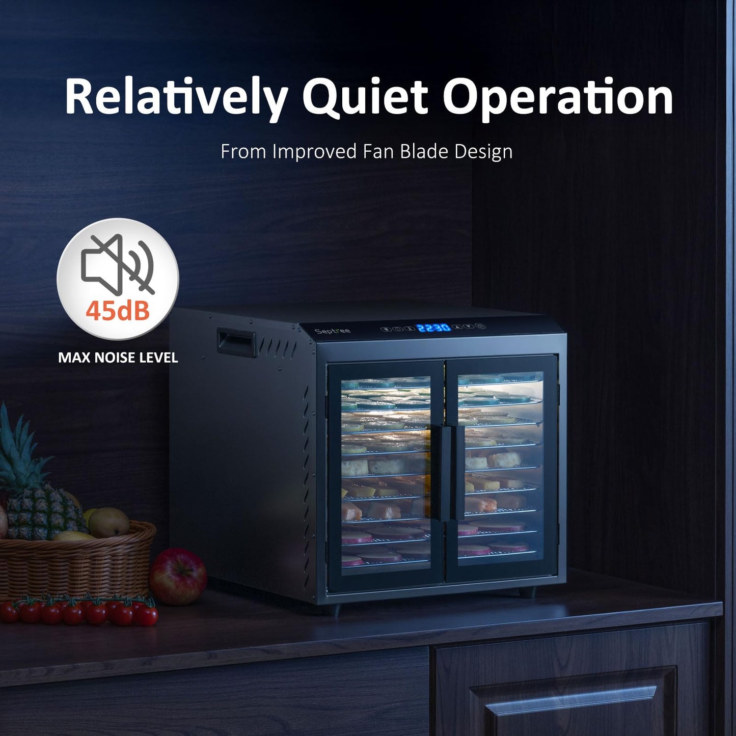 Septree Beef Jerky Dehydrator Machine, 9 Large Trays Double Door Food Dryer for Herbs, Fruit, Pet Treats, Heavy Duty Design with Digital Timer, 1000W Fast Drying Dehydrators for Home, Gunmetal Gray