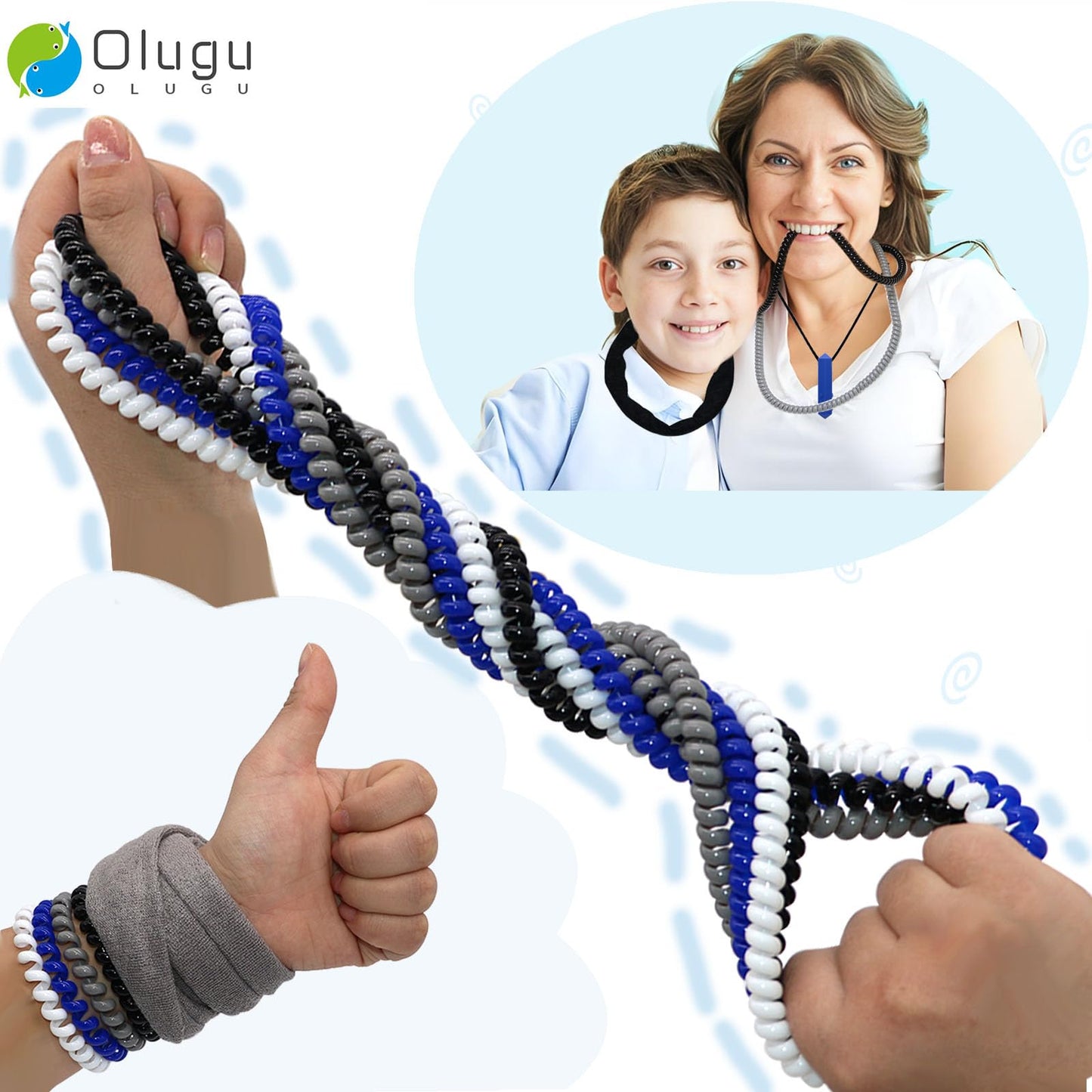 Sensory Necklaces for Chewing Boys Girls, 16 Pack Stretchy Coil Bracelets Chewing Necklace for Kids Sensory with Autism, ADHD, SPD, Silicone Chewy Necklace Sensory for Biting, Teething Anxiety Needs