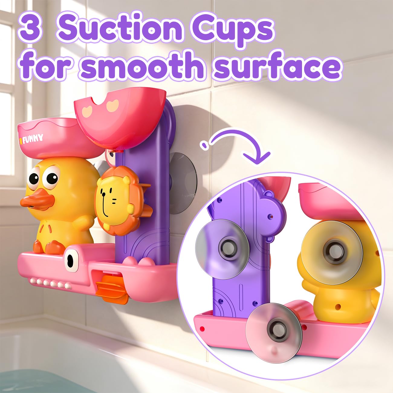 Bath Toys for Kids Ages 1-3: Toddler Bath Toys for 1 2 3 Year Old Girl Gifts - Pink Bathtub Toy for Toddlers 2-4 - Baby Girl Gifts 12+ Months