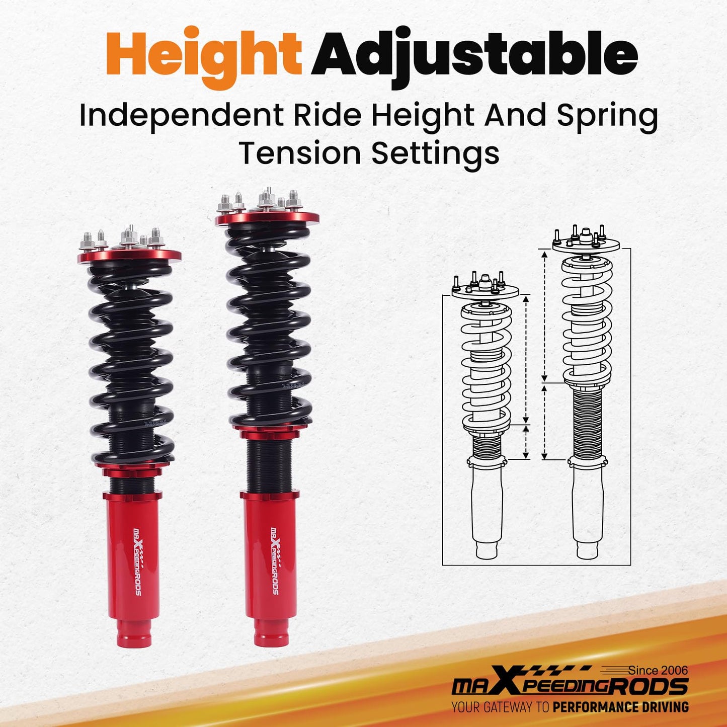 maXpeedingrods Coilovers for Honda Accord 1998-2002, for Acura TL 1999-2003, for Acura CL 2001-2003, Height Adjustable Coilovers Suspension Shock Absorber, Preset Damping Lowering Kit Red