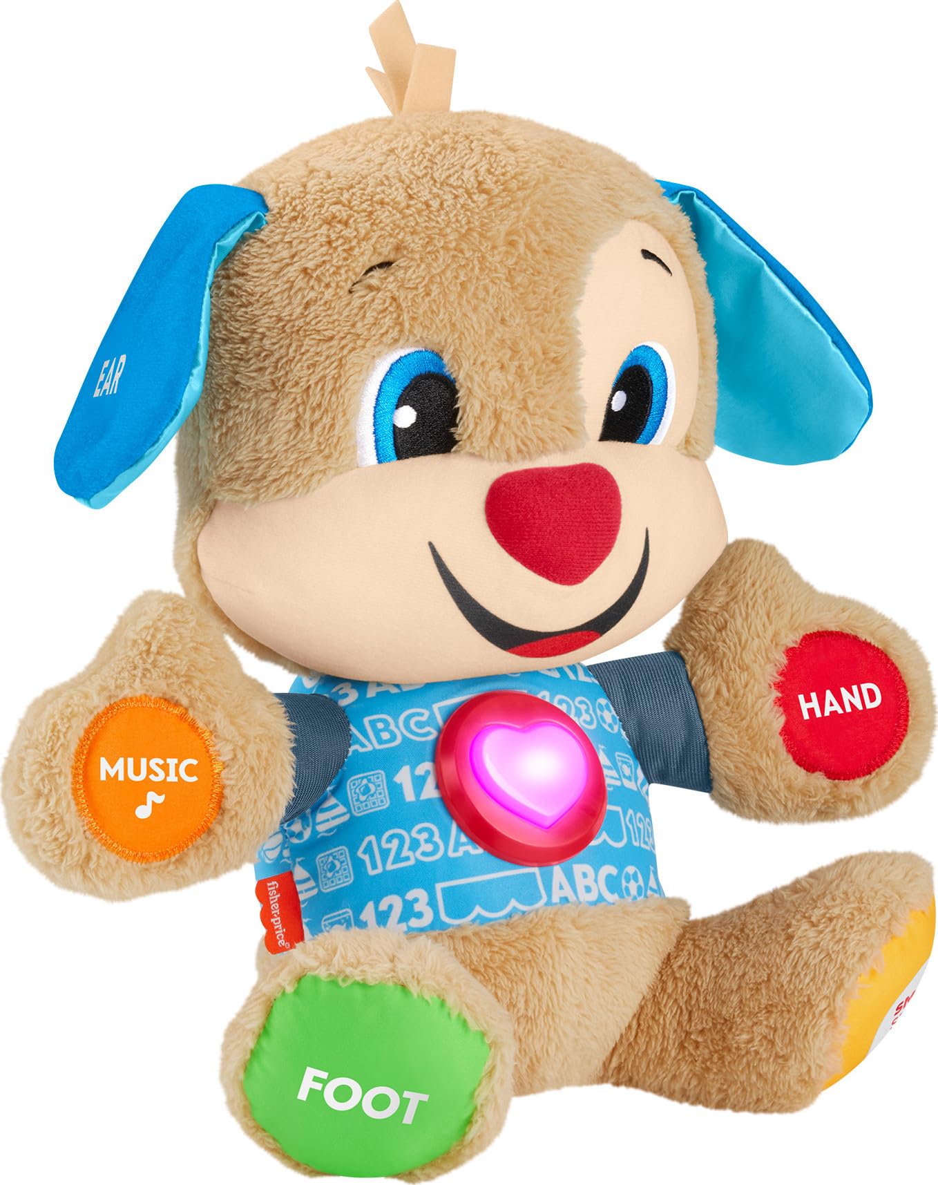 Fisher-Price Laugh & Learn Baby Learning Toy, Smart Stages Puppy, Plush with Lights Music and Educational Content for Ages 6M+
