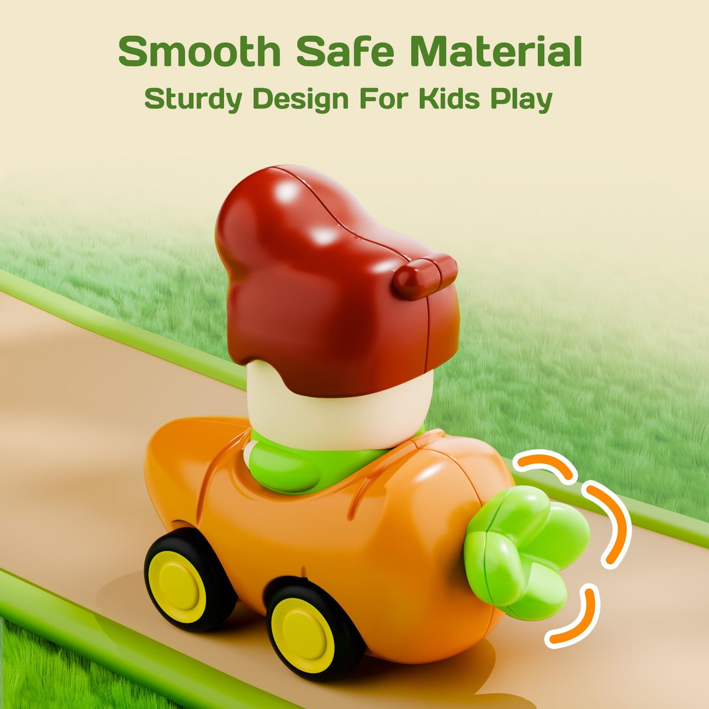 iPlay, iLearn Press to Go Car Toys for Toddlers 1-3, Baby Fruit Racing Cars, Infant Play Vehicle Set, Baby Push Go Friction Car Toys for 18 24 Month, 1st Birthday Gifts for 1-2 Year Old Boys Girls Kid