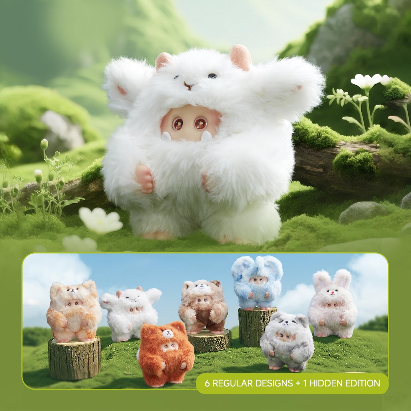 OHKU Giggle Monster Furry Forest Series Vinyl Plush Blind Box Random Design Action Figures Collectible Toys Home Decorations Holiday Birthday Gifts (Single)