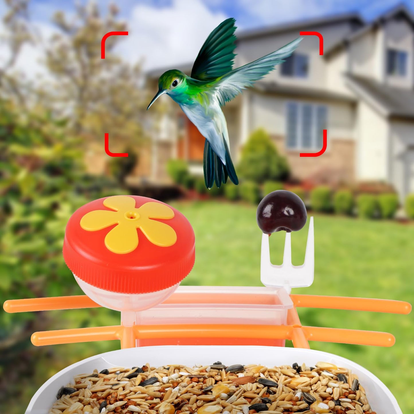 LyteSolar Bird Feeder with Camera,1080P HD,160° Wide Angle,AI Recognition, 1.8L Capacity 32G SD Card, Solar Powered, 50Pcs DIY Bird Stickers for Outdoor Garden