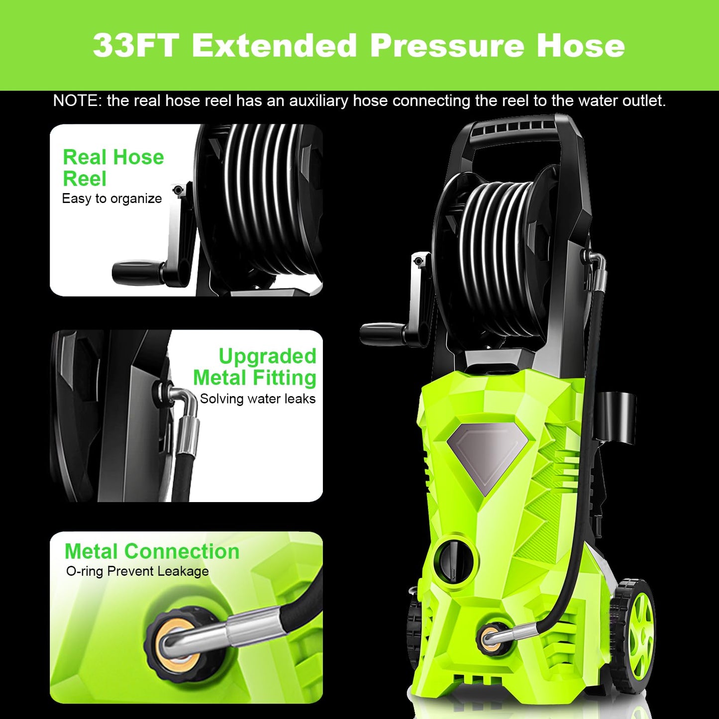 Electric Pressure Washer 5000 PSI 2.8 GPM High Power Washer with 4 Pressure Nozzle and Foam Cannon, powerwashers for Home, Car Washing, Fence Cleaning, Patio, Green