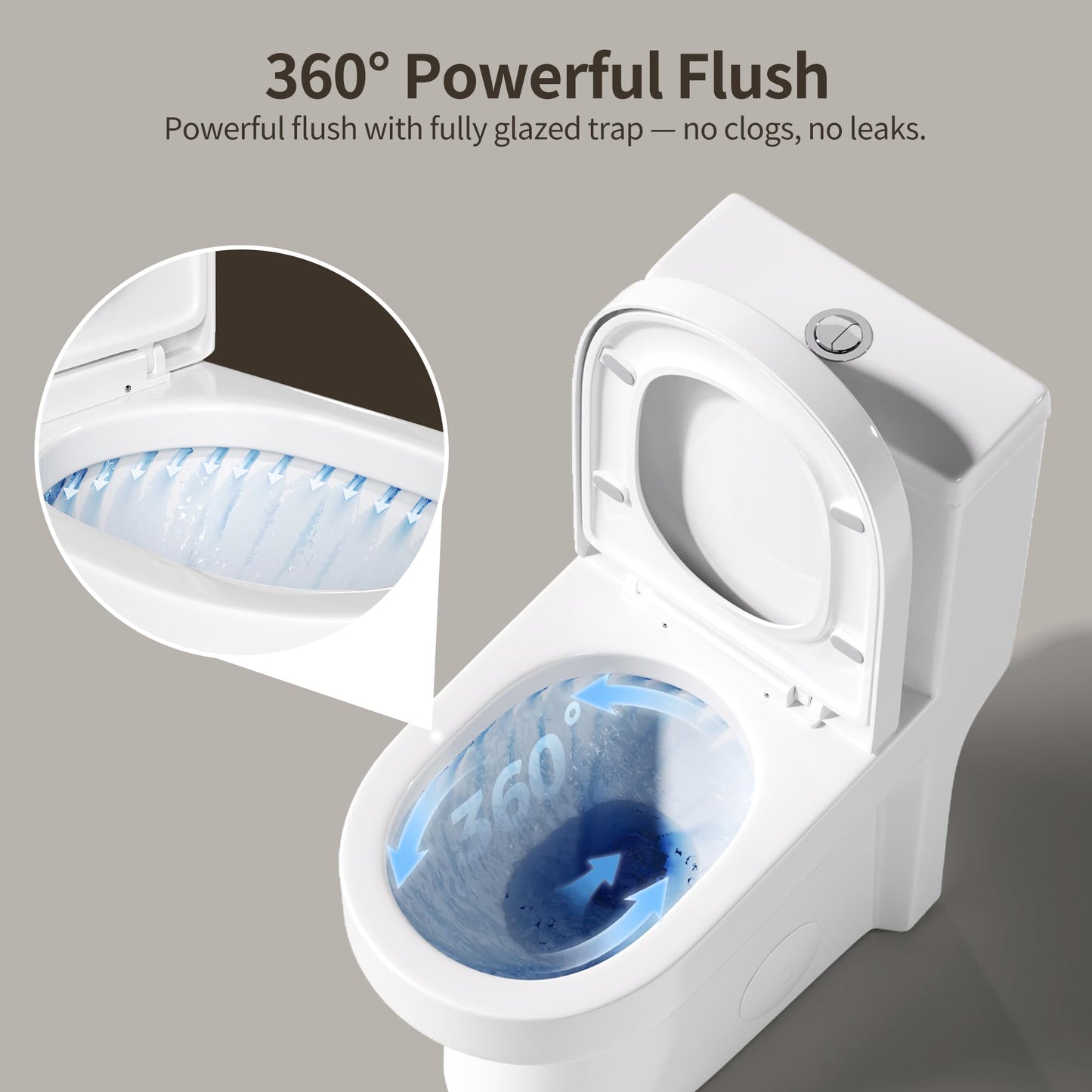 DeerValley Compact One Piece Toilet with Comfortable Seat Height Modern Standard Toilet for Small Bathroom Dual Flush 1.1/1.6 GPF Powerful & Quiet 12'' Rough-In Skirted Toilets
