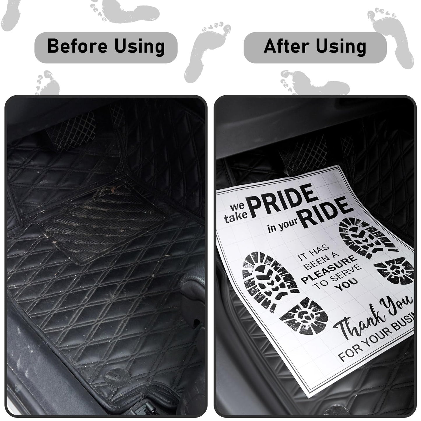 Timgle 1000 Pcs Paper Car Floor Mats Disposable Pads Covered Mats Automotive Floor Protective White Paper Cars Auto Detailing Supplies 20" x 16"
