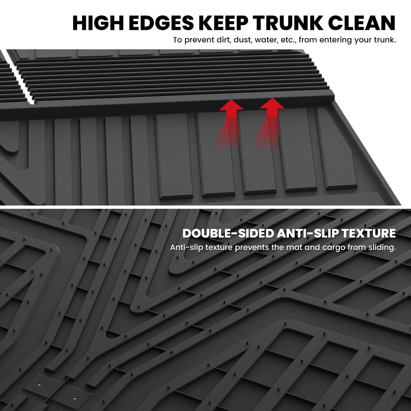 LASFIT Floor Mats & Trunk Mat with Backrest Mat for Honda Pilot 2023-2025 2026, Split & One-Piece Foldable Seating All Weather TPE Floor Liners 1st & 2nd & 3rd Row & Cargo Mat with Seatback Mat, Black