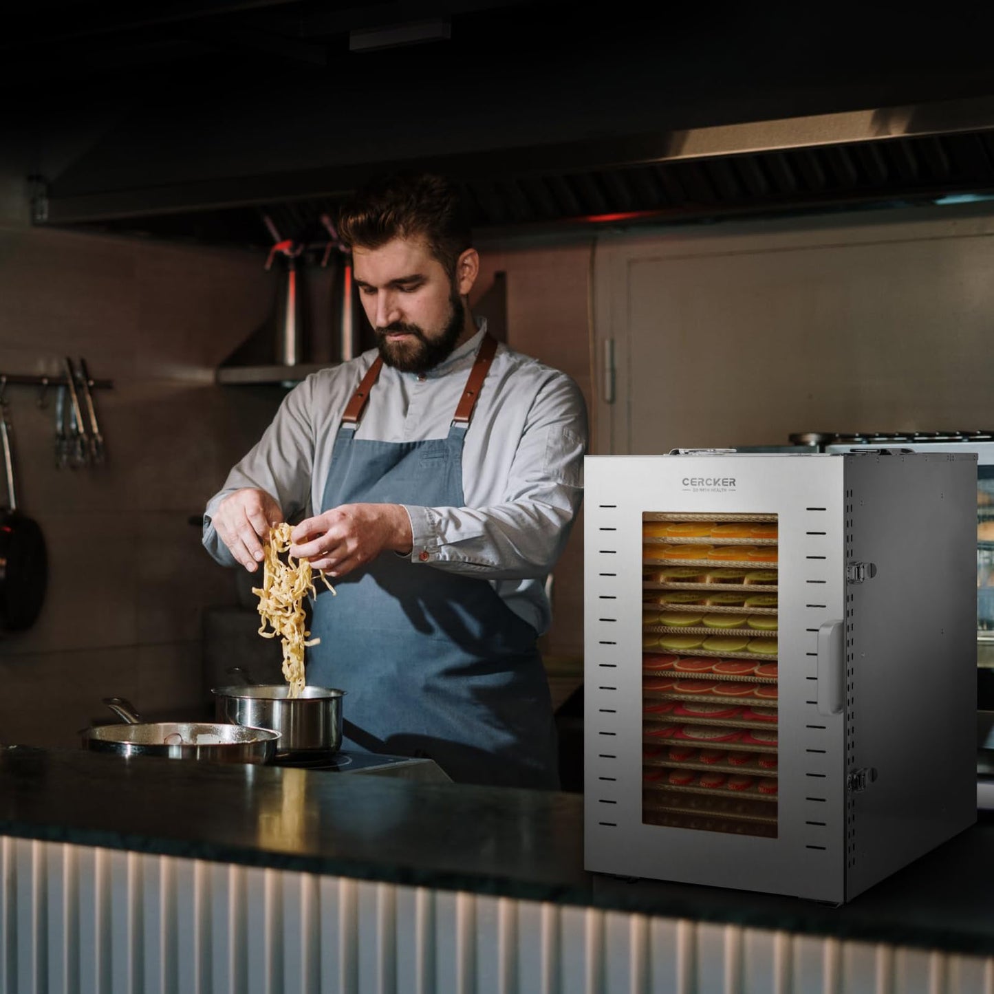 Commercial Food-Dehydrator Machine 16 Trays, 27.28ft² Large Meat-Dehydrator for Food Dryer 70ºF-190ºF,Stainless Steel Fruit Dryer for Jerky, Beef, Herbs