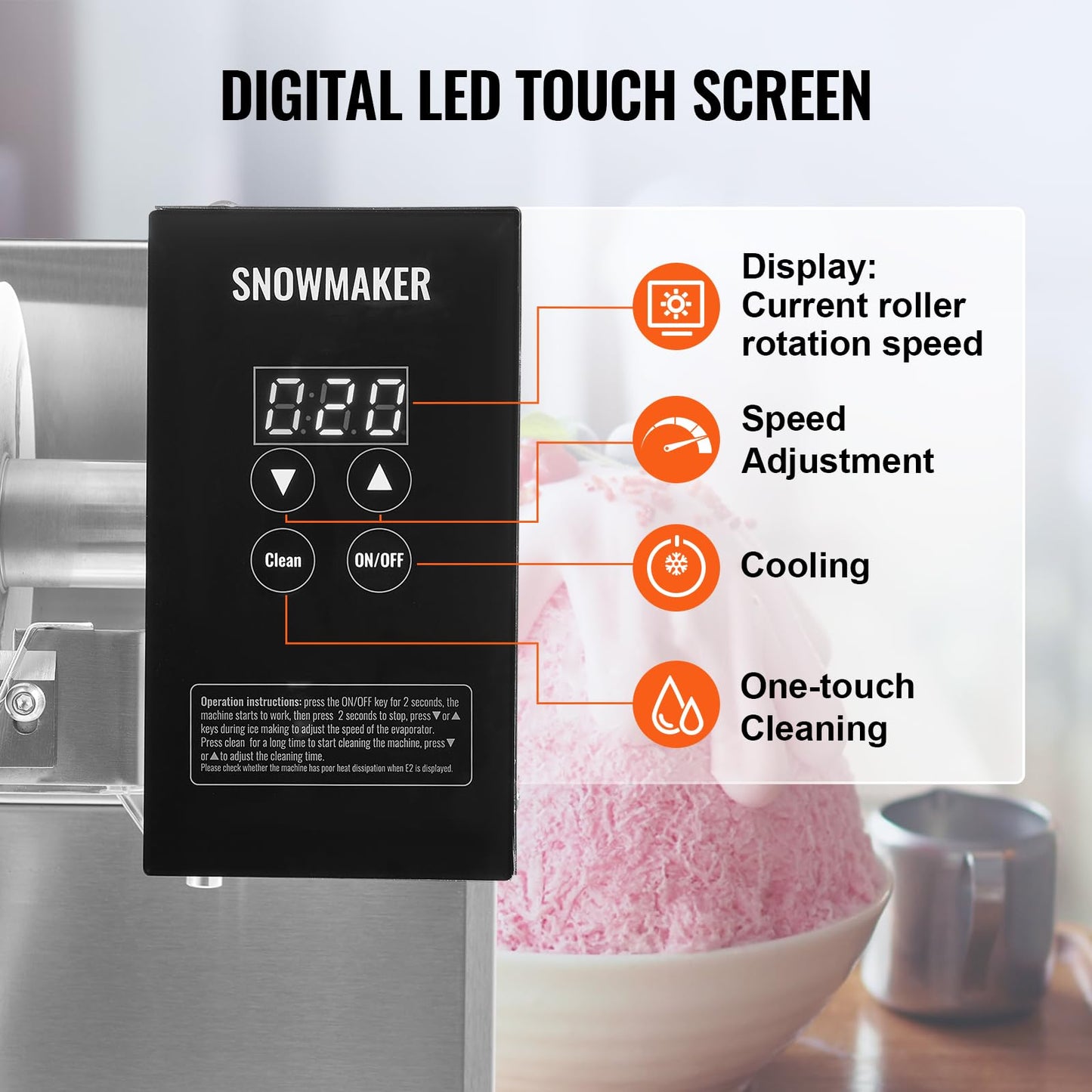 VEVOR Commercial Snowflake Ice Machine, 385LBS/24H Snowflake Ice Maker, Stainless Steel Ice Shaver Machine, Electric Snow Cone Maker, Liquid Cooling System for Rapid Heat Dissipation, Ice Cream
