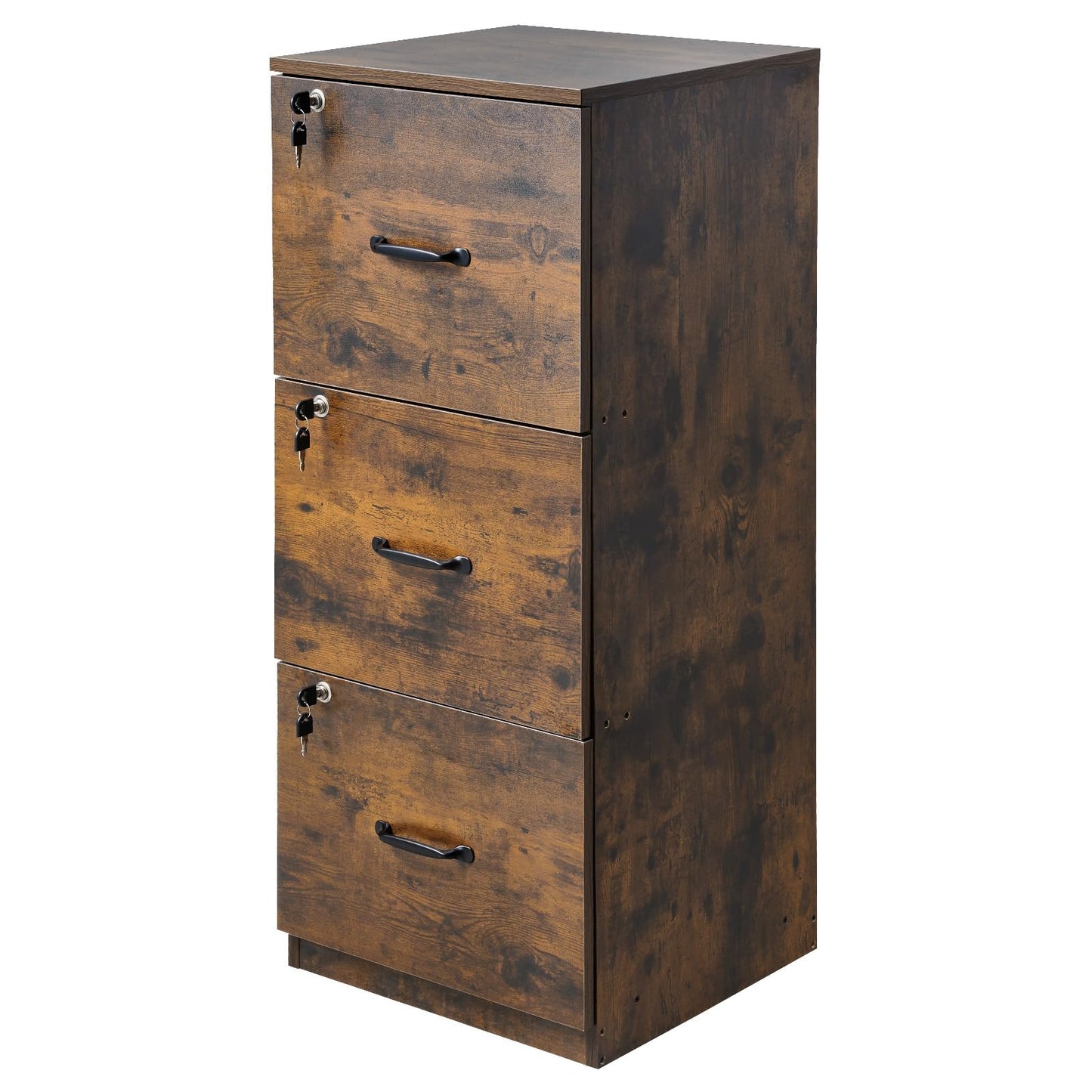 VEVOR 3 Drawer File Cabinet with Lock, Vertical Filing Storage Cabinets for Home Office, Heavy-Duty Locking Cabinet with 2-Level Adjustable Hanging Rod for A4/Letter/Legal Size File, Easy Assembly