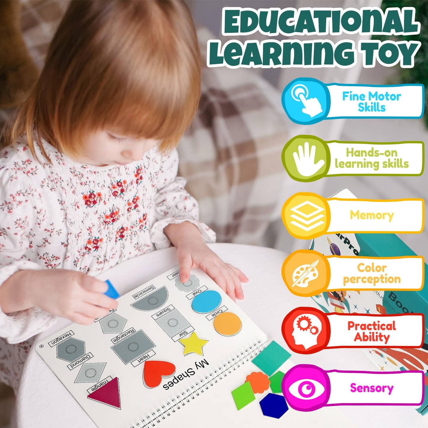 Montessori Busy Book for Toddlers Ages 3-6 | Preassembled Sensory Toy for Autism & Fine Motor Skills | Preschool Learning Activities Binder | Homeschool Supplies | Gift for 3+ Year Old Boys Girls