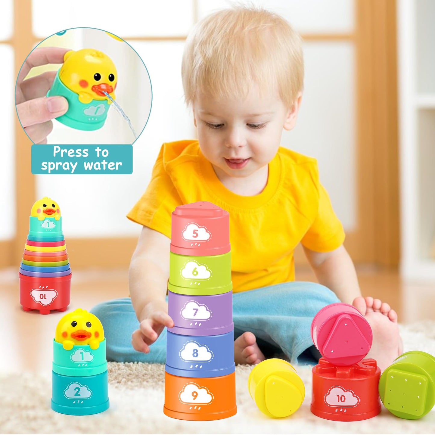 Baby Toys 6-12-18 Month Stacking Cups Blocks Shape Sorters Teething Sensory Developmental 6 7 8 9 10 Month Old Baby Toys Infant 0-6 6-9 9-12 Learning Montessori Birthday Gift for 1 Year Old Boy Girl