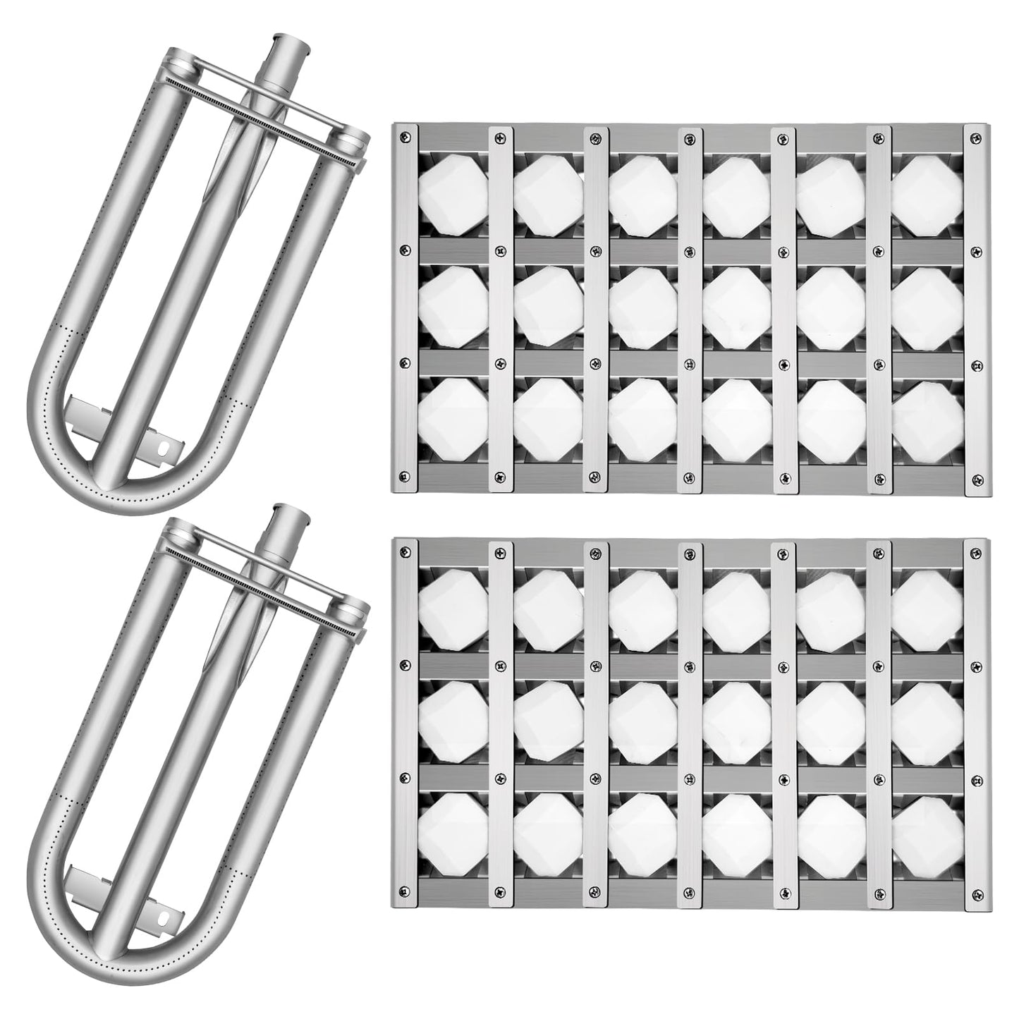 Folocy Grill Burners Grill Briquette Tray for Lynx Sedona Grill L500PS, L600PSR, L700PS, L400PS, L400PSR, L500PSR, L600PS, BBQ Gas Grill Replacement Parts Pipe Tube Ceramic Briquettes, Stainless Steel