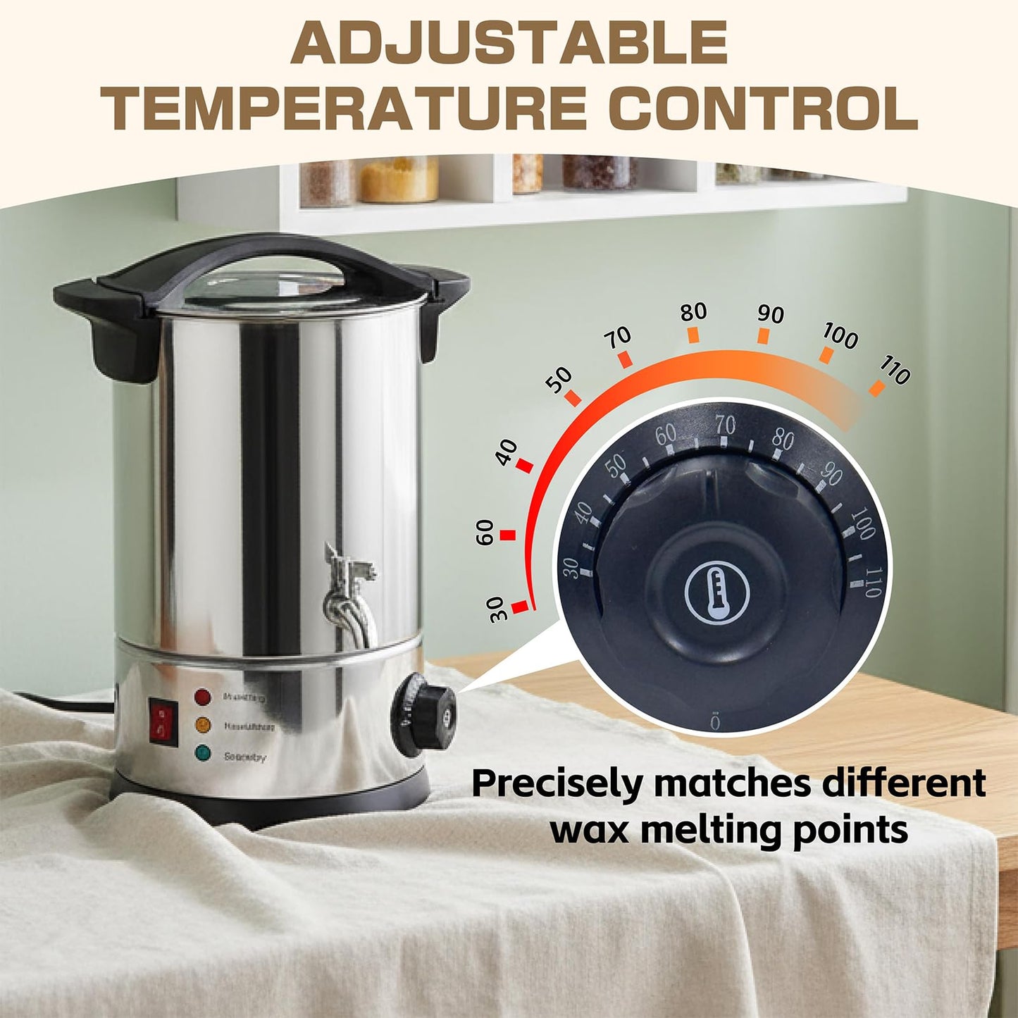 GKFF Wax Melter for Candle Making,10L (15 lbs) Extra Large Electric Melting Pot for Soap,Lotion & Body Butter Making,with Temperature Control and Quick Pour Spout,Ideal for Home Candle & Craft Makers