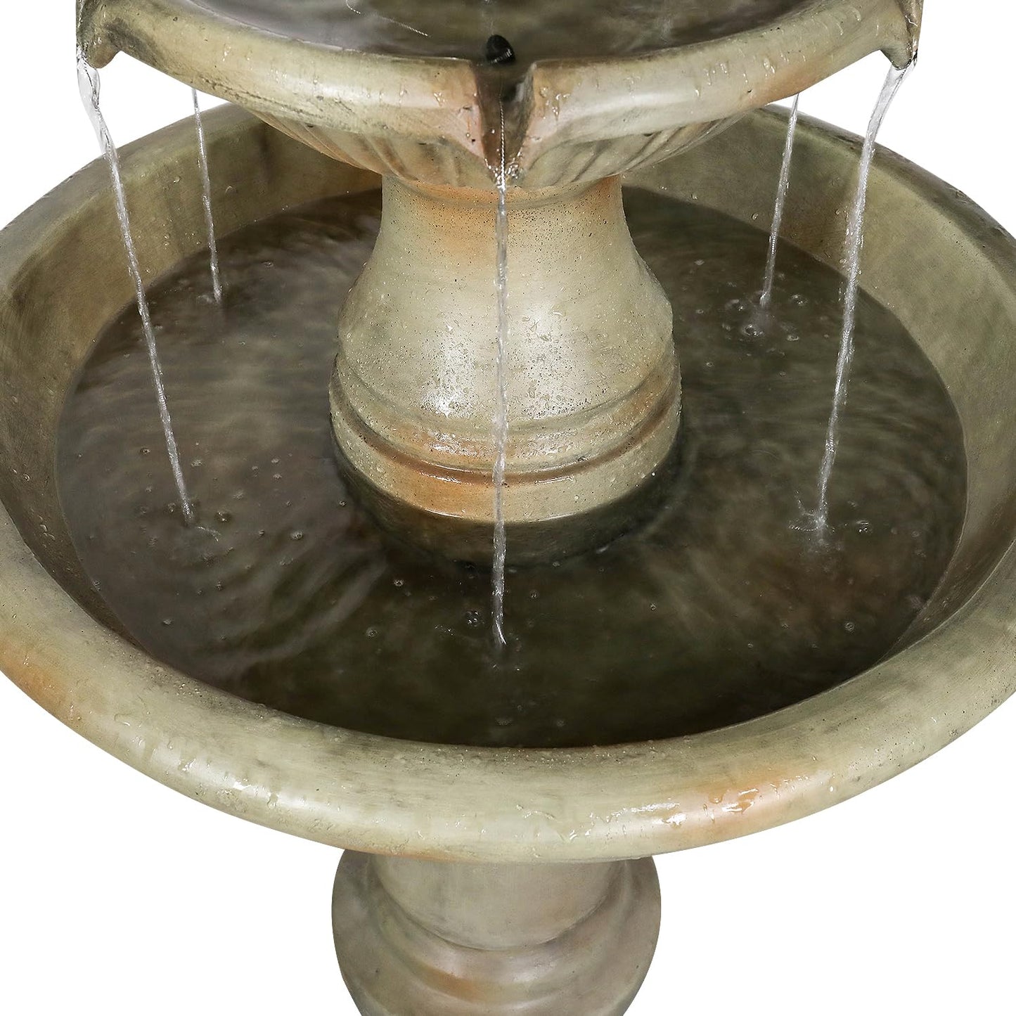 SunJet 51.5” High 3-Tiers Modern Concrete Outdoor Water Fountain - Round Large Outdoor Fountains and Waterfalls for Garden, Patio, Yard, and Deck Decor, Featuring Natural Stone Look