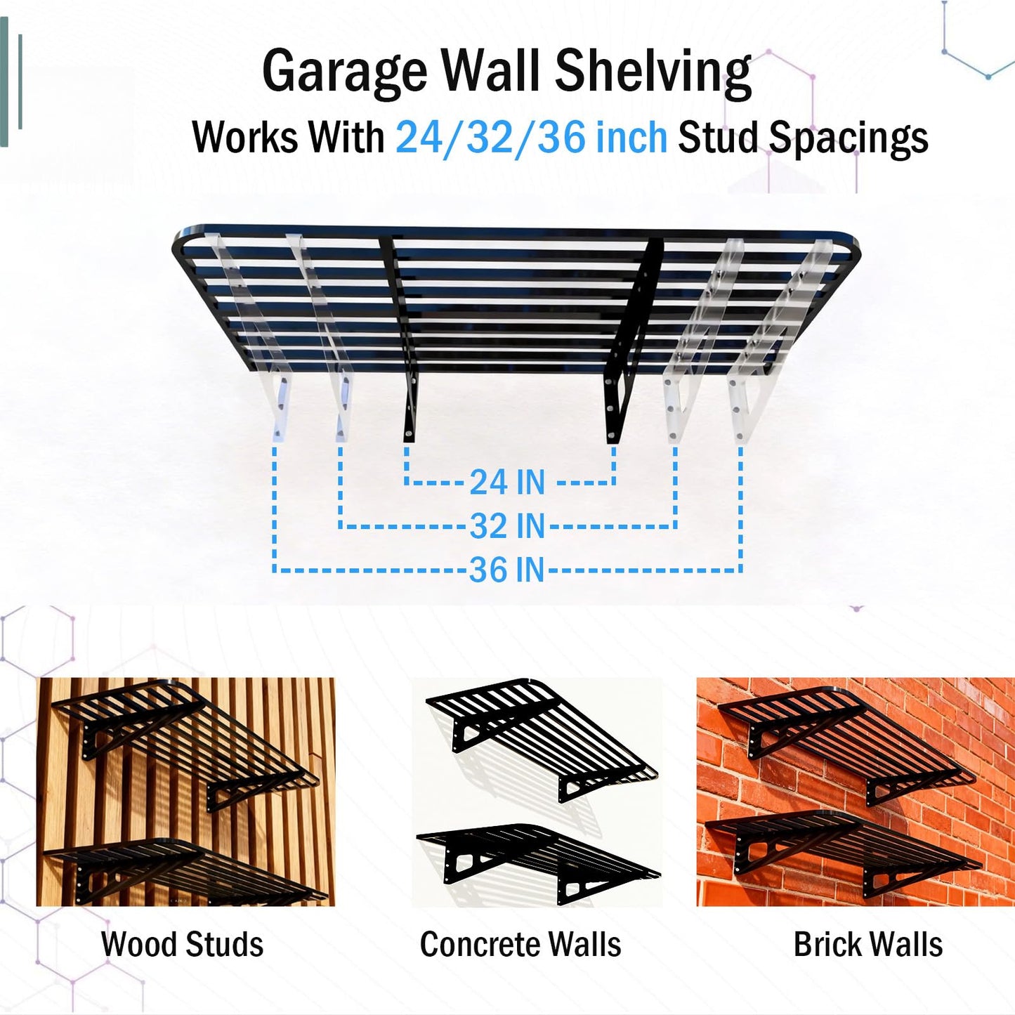 2-Pack 2x4ft Garage Wall Shelving, 2 Shelf Total 8 ft(L) Garage Shelving Wall Mounted – Heavy-Duty Storage Shelves, Perfect for Holding Storage Bins, Sporting Goods, Tools, and More Space-Saving