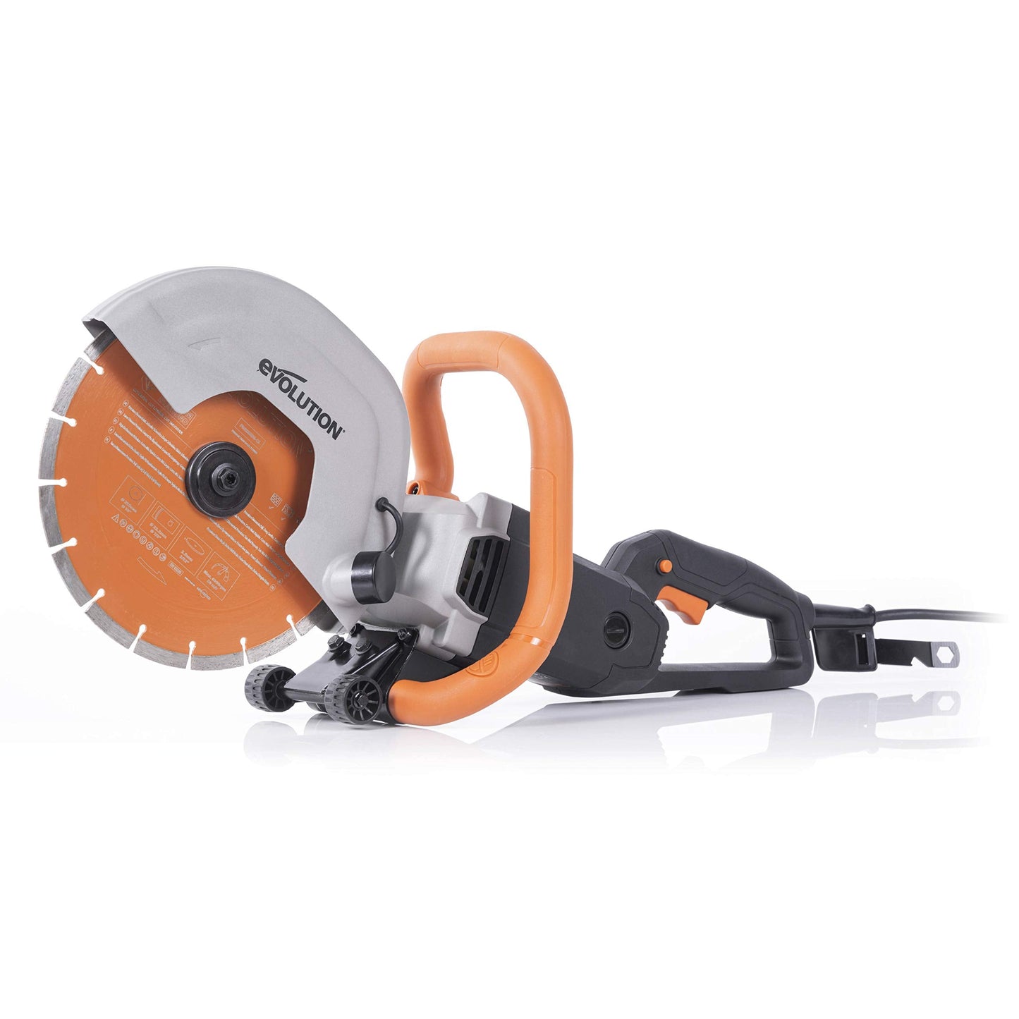 Evolution R255DCT - 10 In Concrete Saw (Aka Circular, Angle Grinder, Chop Saw, Cut Off, Demo, Disc Cutter, Power Cutter) - 15A Motor, No Gas - 4-1/16 In Cut - Incl Premium Diamond Blade