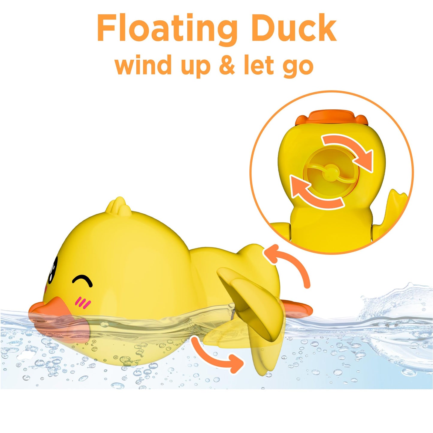iPlay, iLearn Baby Duck Bath Toy, Toddler Bathtub Suction Water Spinner Gear, Kid Shower Fishing Game W/ Net, Floating Animal, Wind up Swimming Duck, Birthday Gift 6 9 12 Month 1 2 3 Year Old Boy Girl
