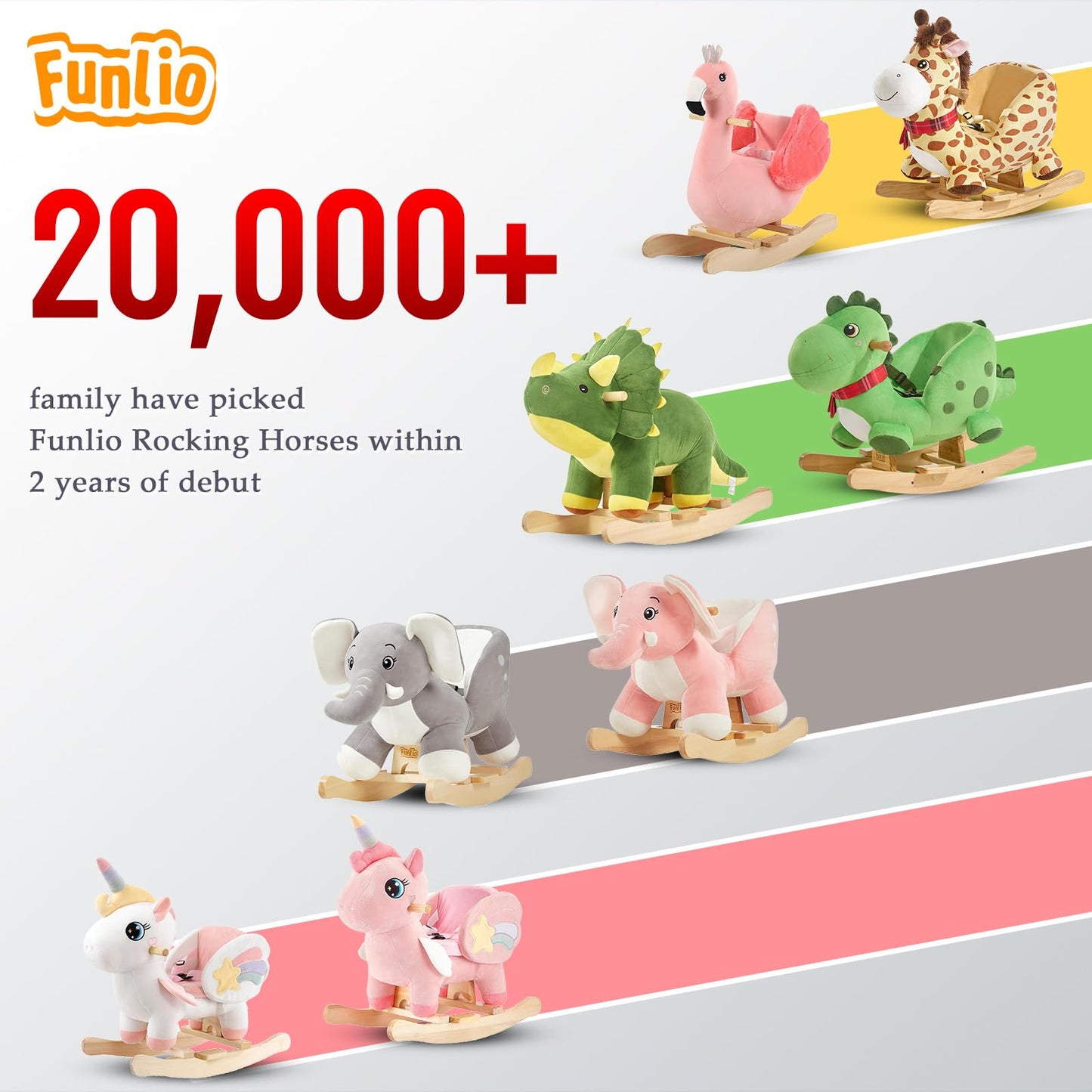 FUNLIO Giraffe Baby Rocking Horse for Toddlers 6 Months to 3 Years, Playful & Vivid Giraffe Rocker for Baby, Stuffed Plush Ride-on Rocking Animal, Easy to Assemble, CPC & CE Certified