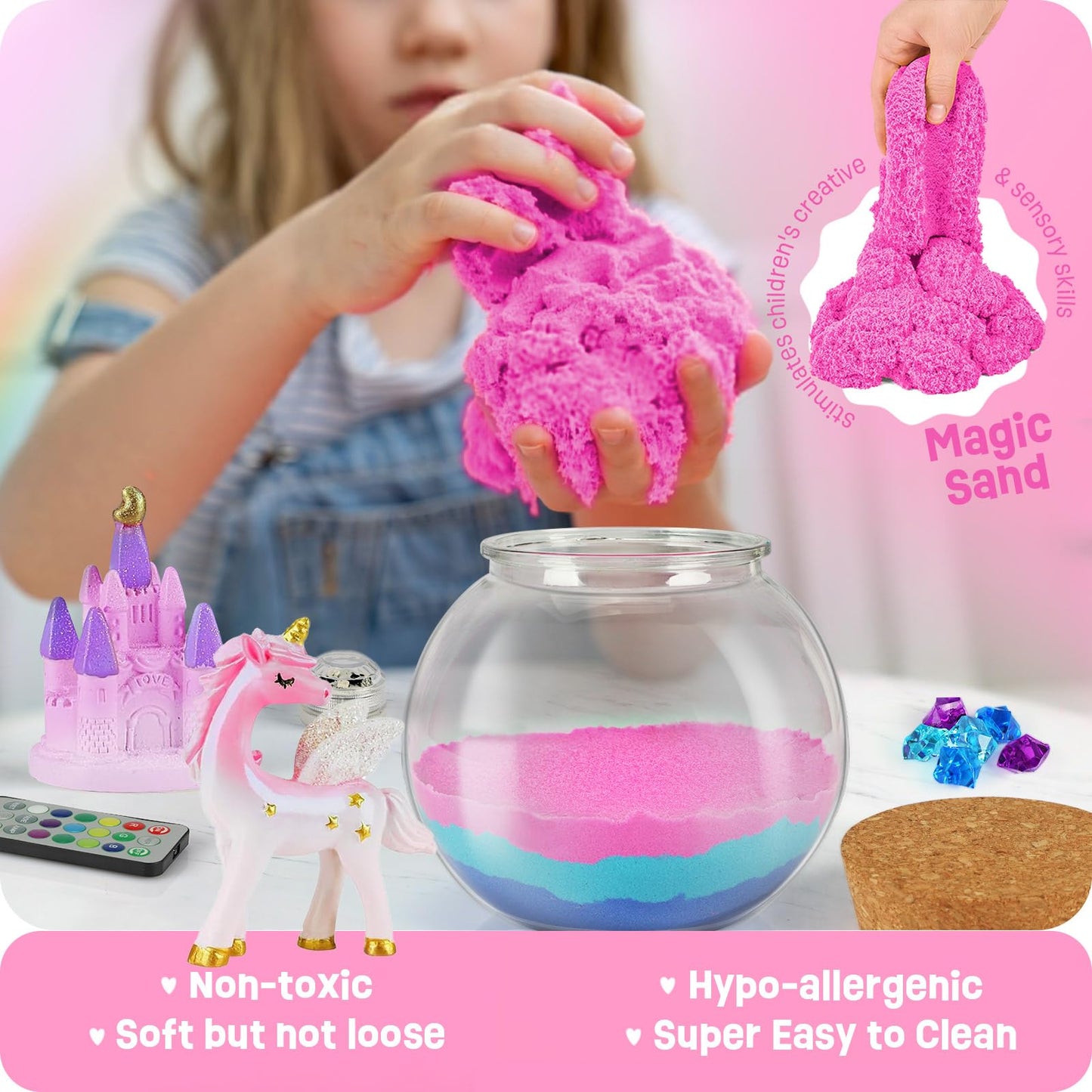 LAOESE Unicorn Light-Up Terrarium Kit for Kids – LED Night Light DIY Arts and Crafts Kit, Unicorn Toys for Girls Ages 4 5 6 7 8-12 – Birthday Easter Gifts for Girls