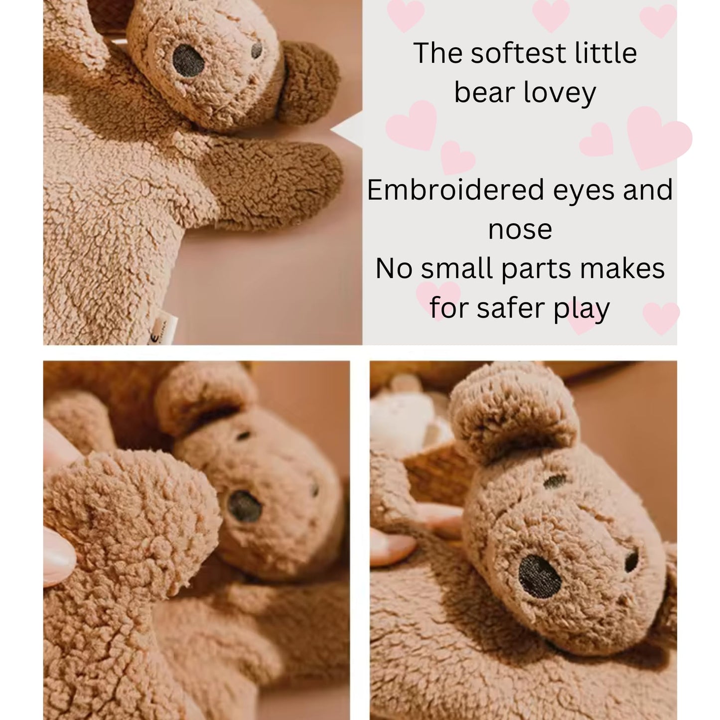 Teddy Bear Lovey Comforter Toy for Babies, Snuggle Toy Baby Girl & Boy, Nursery Soft Little Lovie for Newborns and up, Cuddly Plush Security Blanket Infants 0-6 Months, 12inch (Brown Bear)