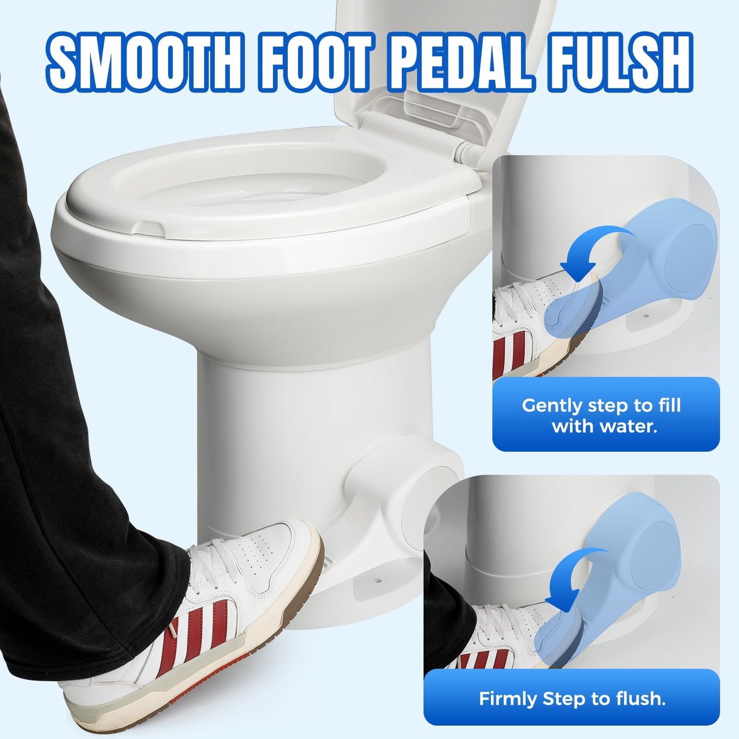 Efficient Gravity-Flush RV Toilet with Portable Camping Shower,for RVs, Trailers, and Campers