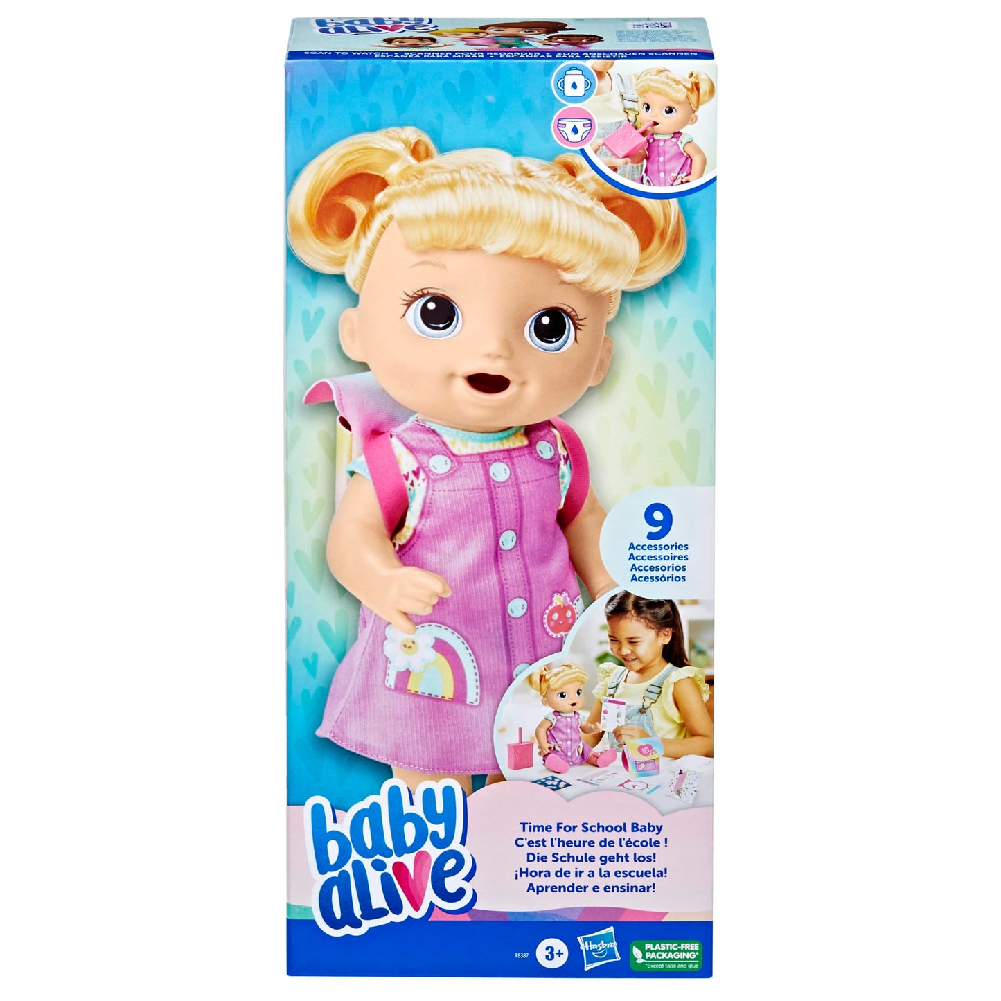 Baby Alive Time for School Baby Doll Set, 12 Inch, Back to School Toys for Girls & Boys, Blonde Hair, Preschool Gifts for Kids, Ages 3+ (Amazon Exclusive)