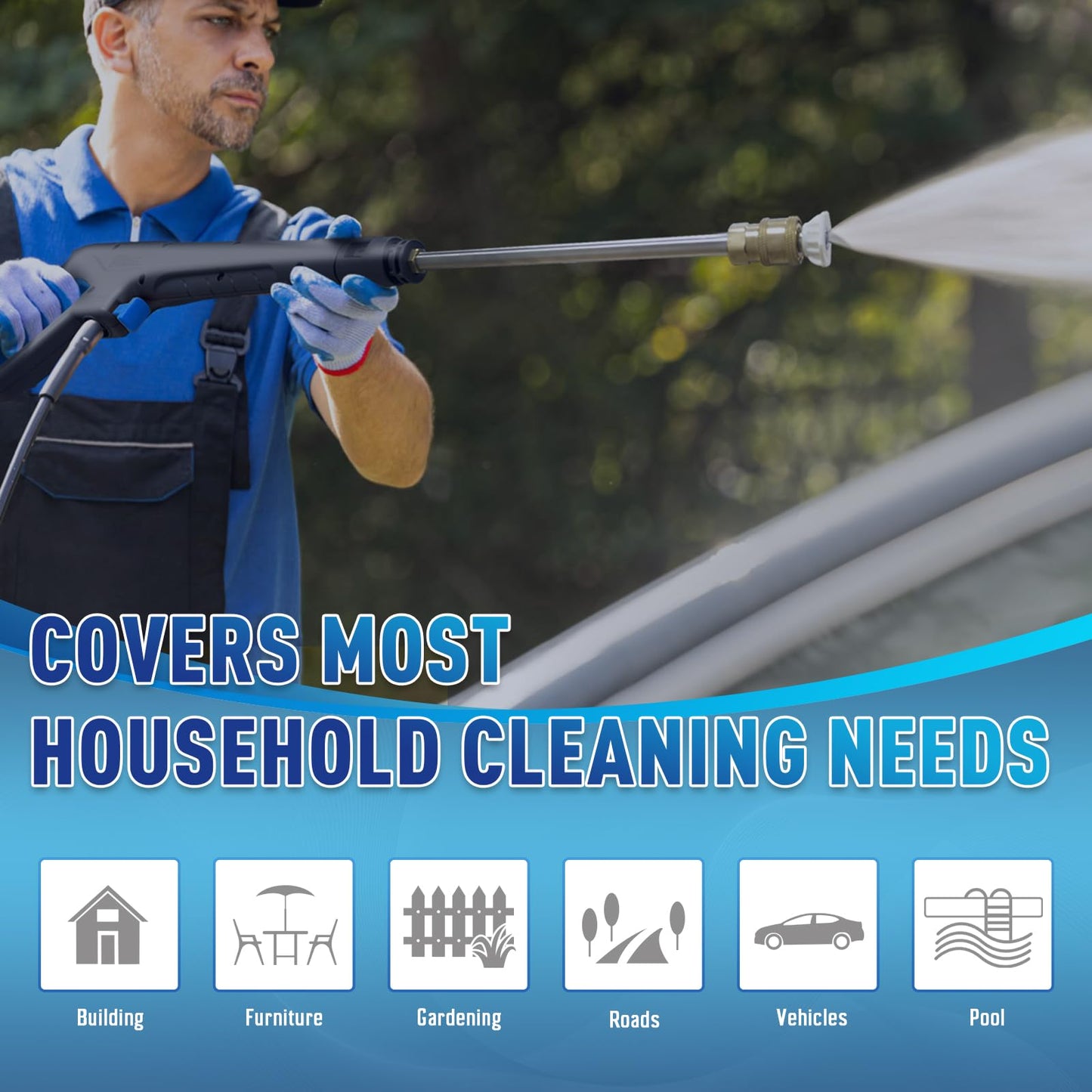 Pressure Washer 5000PSI-Max 3.5GPM Touch Screen Adjustable Pressure Power Washer with 4 Quick Connect Nozzles,Inlet Hose & Filter, Foam Cannon for Cars/Fences/Driveways Cleaning