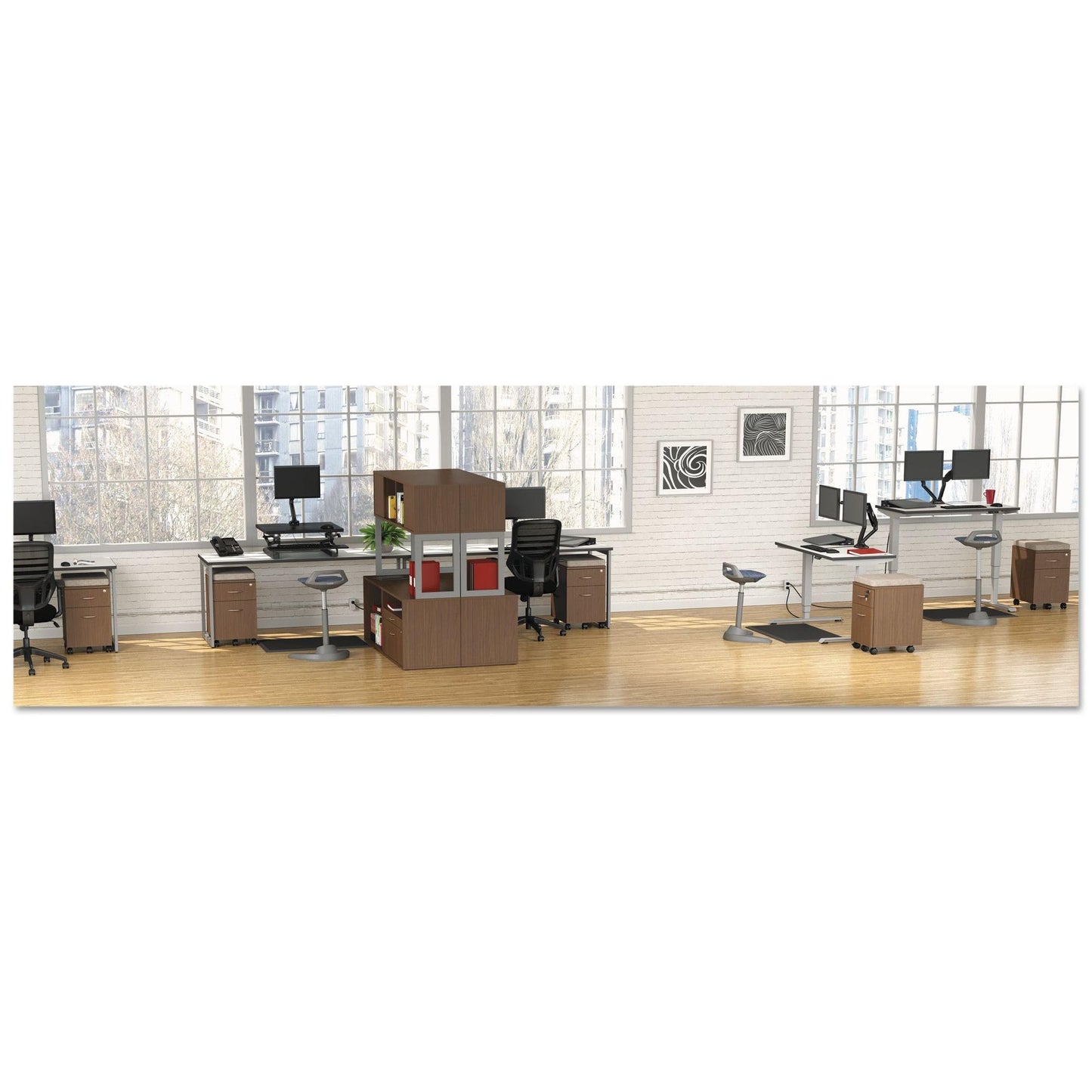 Alera ALE Valencia Series Mobile Box/File Pedestal, 15 7/8 x 19 1/8 x 22 7/8, Walnut