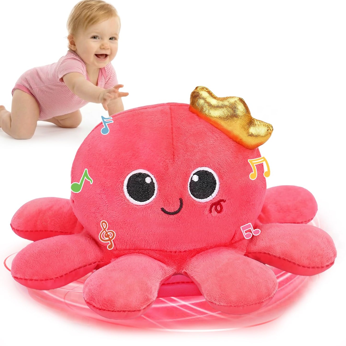Baby Toys 6-12 Months Musical Crawling & Walking Octopus Plush Light up Stuffed Animal Dancing 1 Year Old Girl Gifts Music Sensory Infant Toy 0-6 7 8 9 Months Learning Newborn Baby Girls Birthday Gift