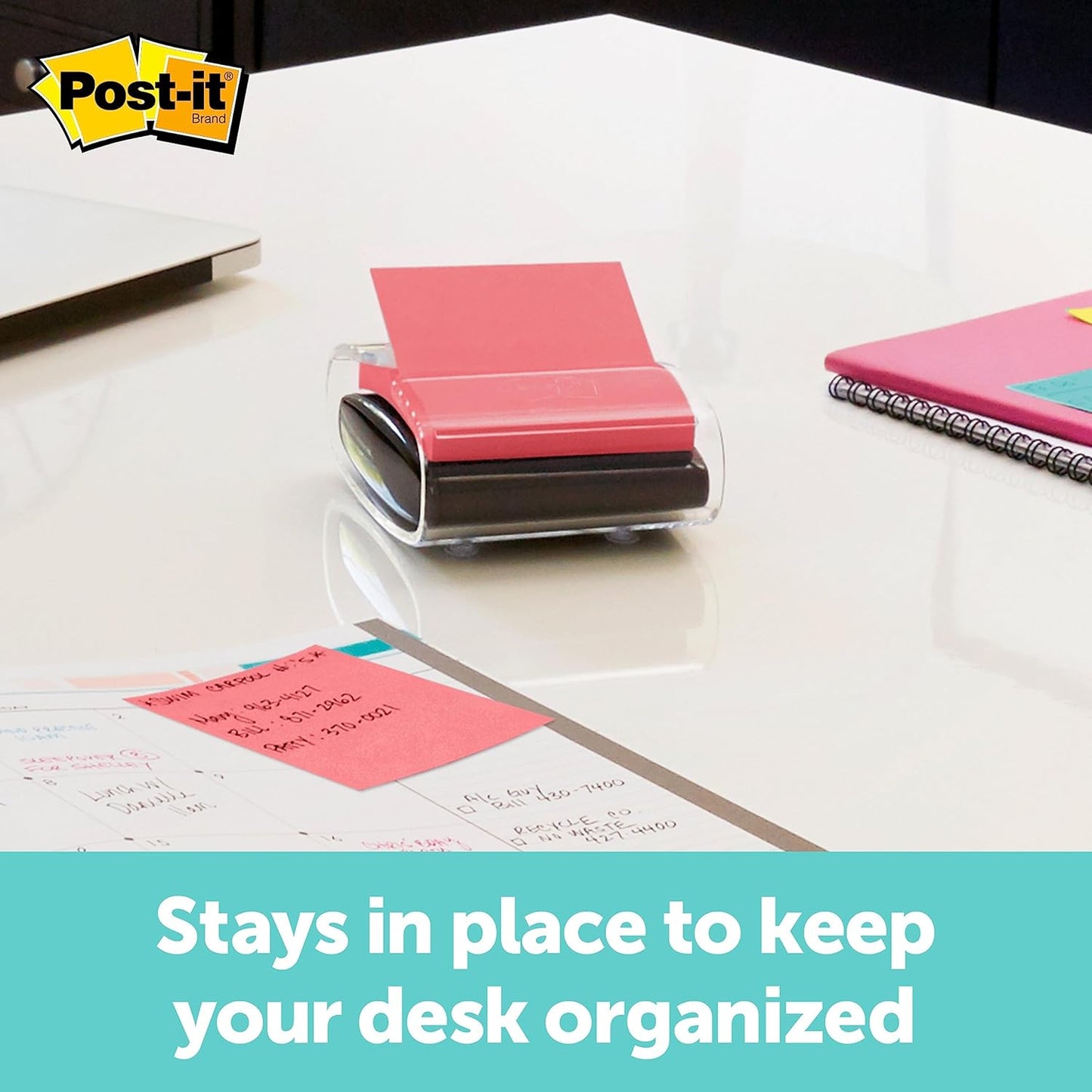 Post-it Pop-up Notes Dispenser, 3x3 in, Black Base Clear Top, Pack Includes Dispenser and a 45-Sheet Pad of Pop-up Notes (WD-330-BK)