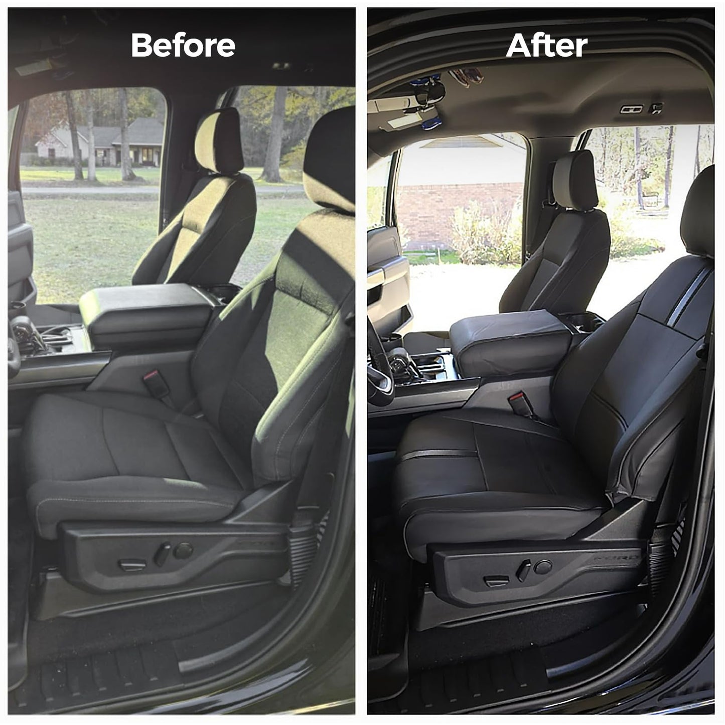 CreekT® Full Set Seat Covers for Ford F150 2015-2025, Waterproof Pickup Custom Fit Faux Leather Seat Covers for Ford F-150 Accessories, for F150 2021 2022 2023 2024 2025 Super Crew/Crew Cab(XL,XLT)