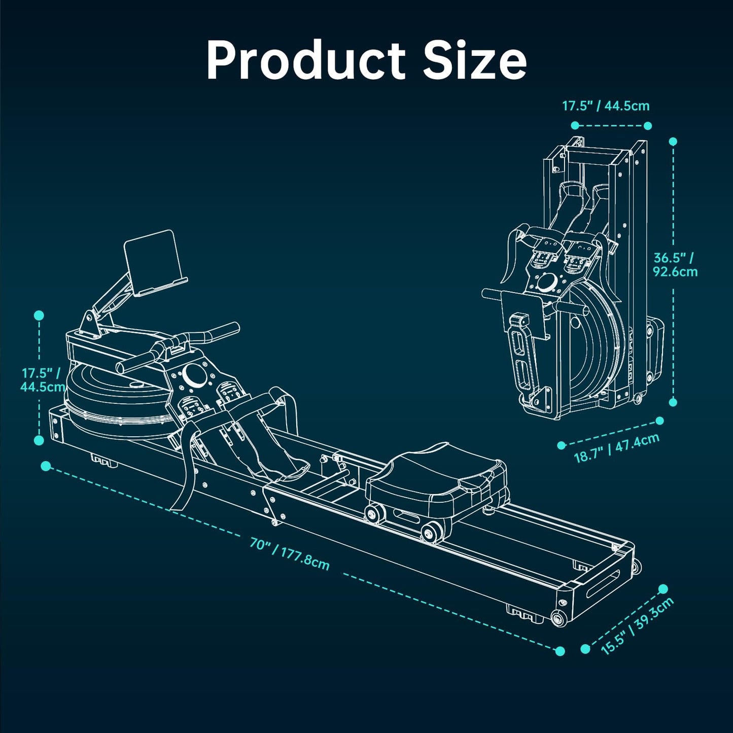 PASYOU Water Rowing Machines for Home Use Wood Rower Machine Foldable 350LB Weight Capacity, 6 Levels Adjustable Row Machines with Monitor & Tablet Holder & 14L Tank, Bluetooth with Kinomap APP PW60B