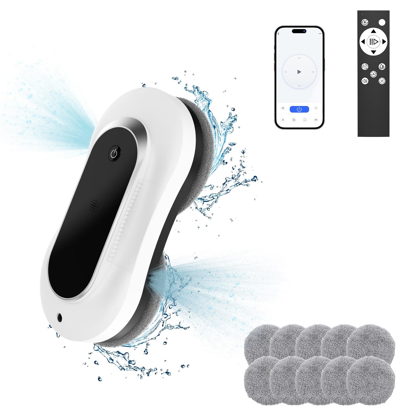 Smart Winbot,Window Cleaning Robot with Dual Water Spray, Automatic Window Cleaner Robot for Windows/Tiles/Glass Door,3000Pa Suction Power, Edge Detection Technology,APP&Remote Control Washer
