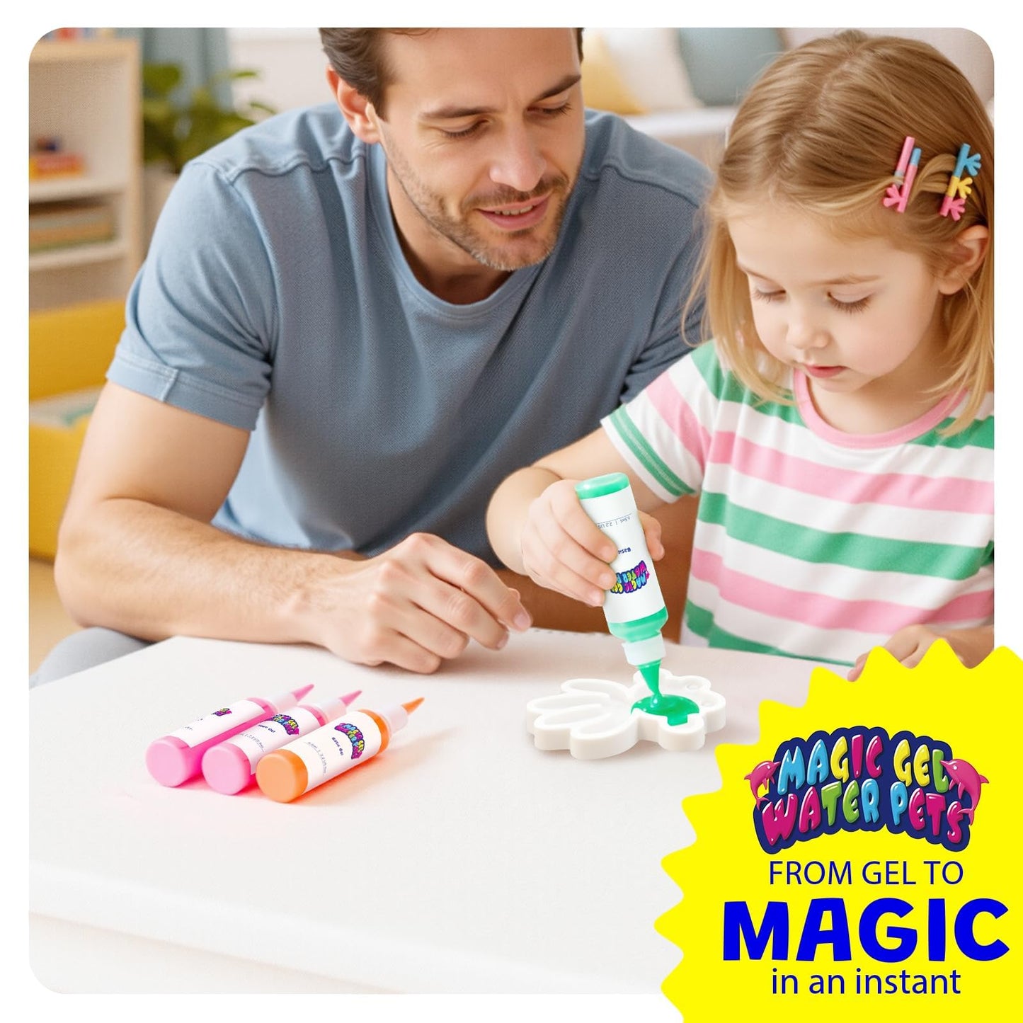 Upgraded Magic Water Elf Toy Kit, 20 Gels & 15 Molds, Craft & Art Kits for Kids Girls Boys Age 3 4 5 6 7 8 9 10 11 year old, Aqua Fairy Make Your Own Water Pets Squishy Maker Birthday Gift Party Favor