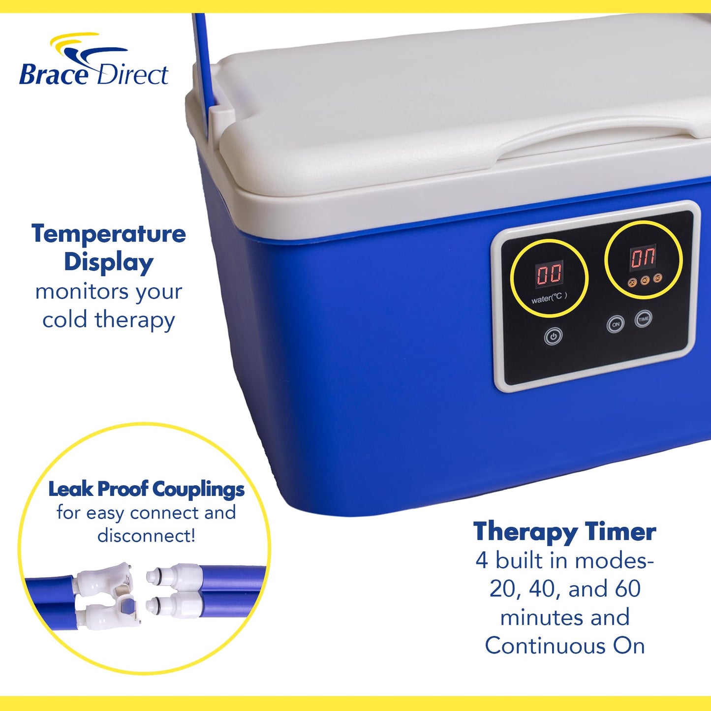 Renewed BlueIce Cold Therapy Circulation Machine with Universal Pad- Back, Knee, Hip, Shoulder, Ankle- Quiet Cryotherapy Pain Relief for Post Surgical, Arthritis, and Swelling by Brace Direct