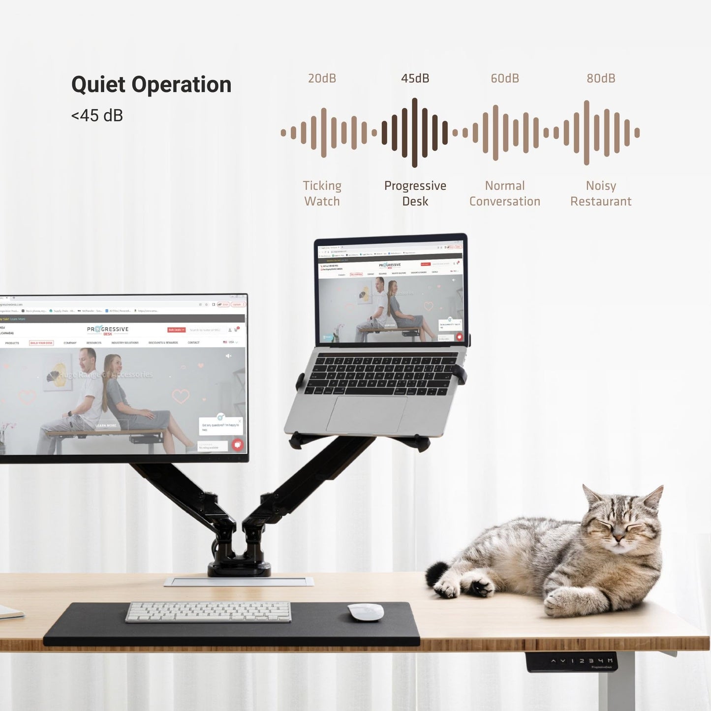 Progressive Desk Stand Up Adjustable Height Electric Standing Desk - 72" x 30" Dual Motor Table for Computer Home Office Workstation - Gray Frame, Gray Oak Top